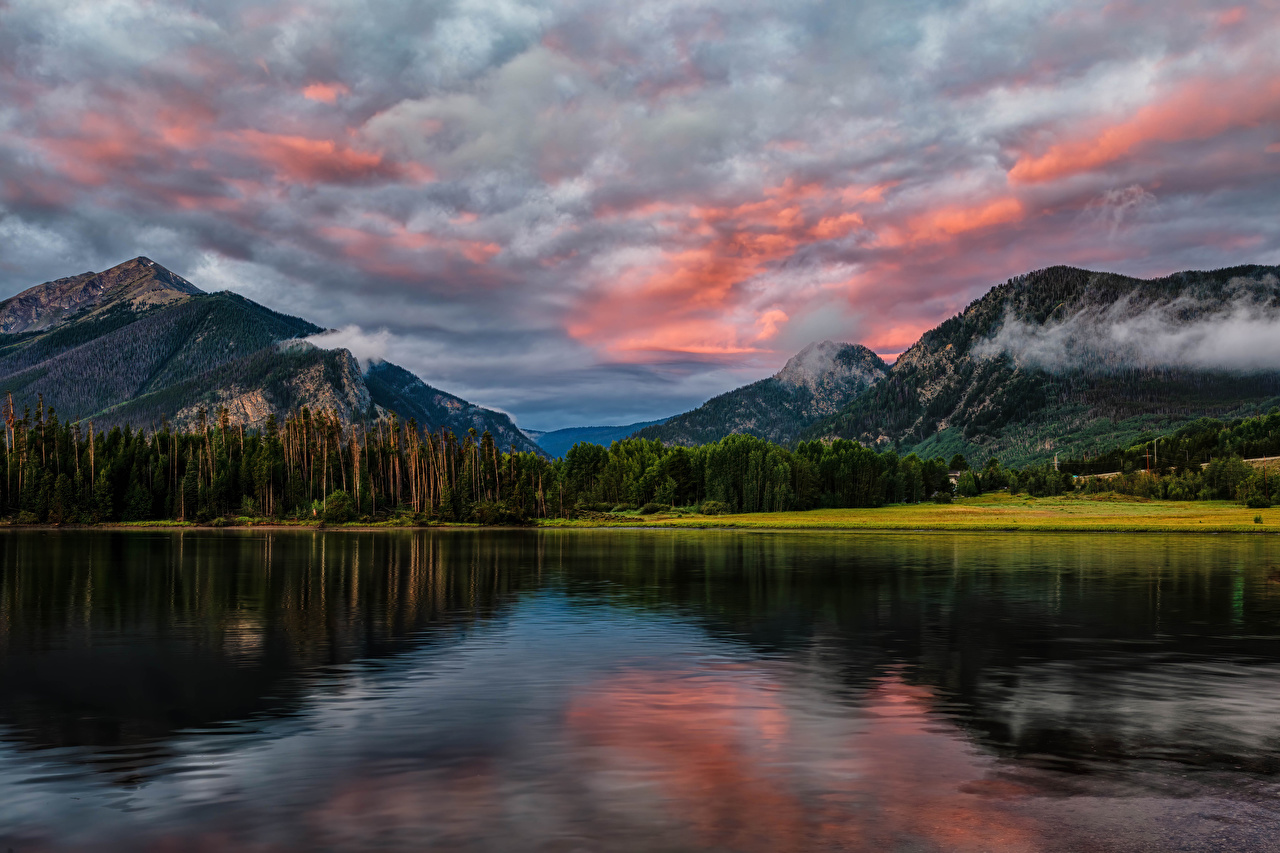 Cloudy Forest Mountains And Lake Wallpapers