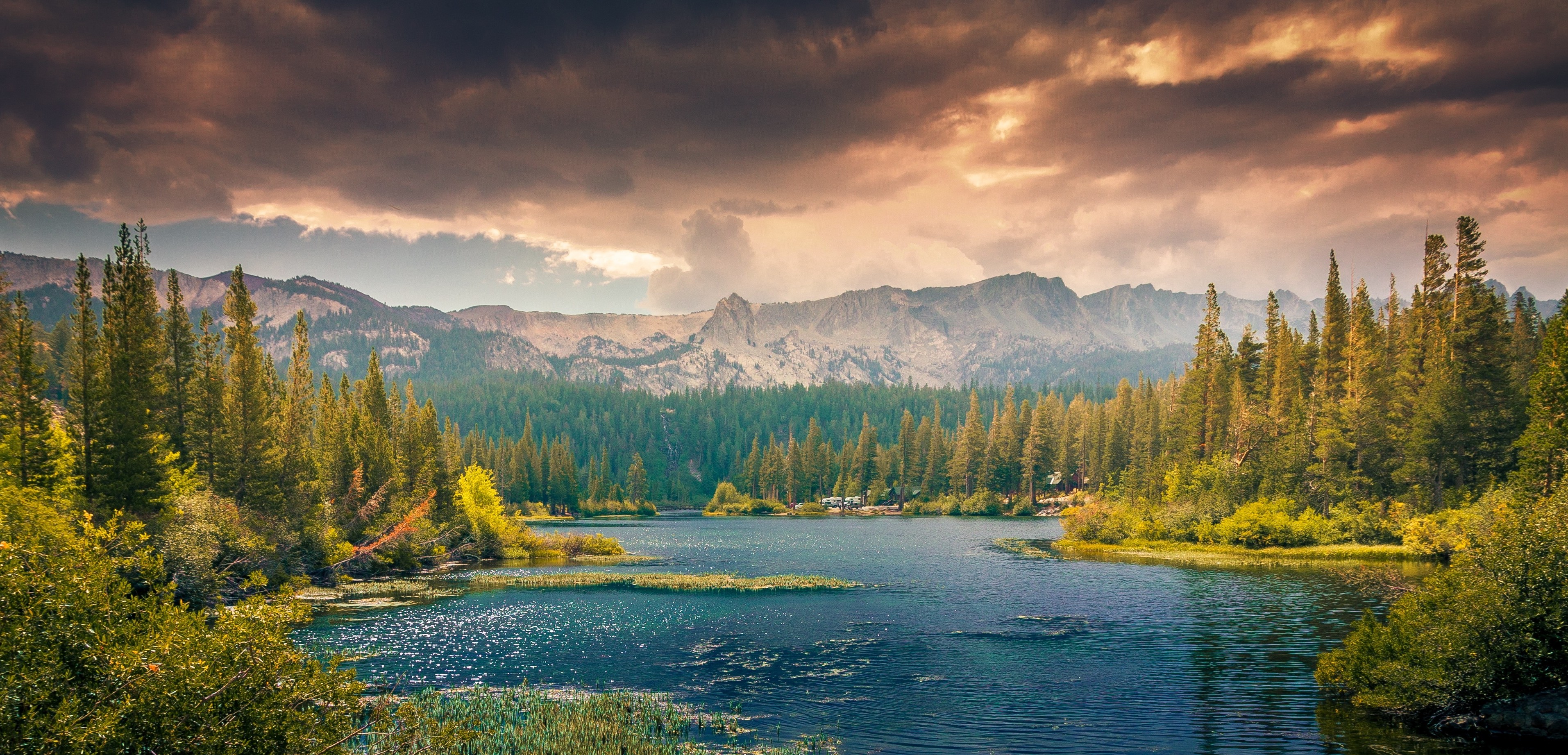 Cloudy Forest Mountains And Lake Wallpapers