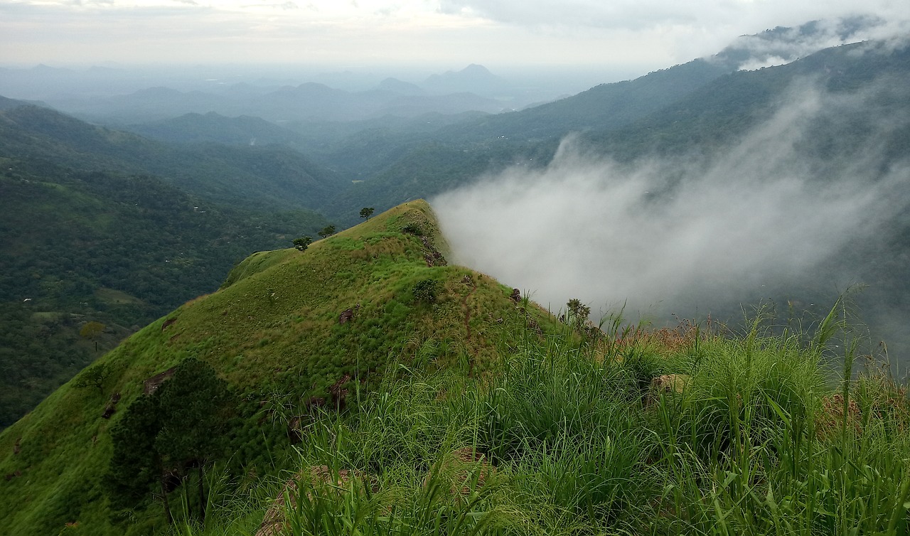 Cloudy Green Mountain Peak Wallpapers