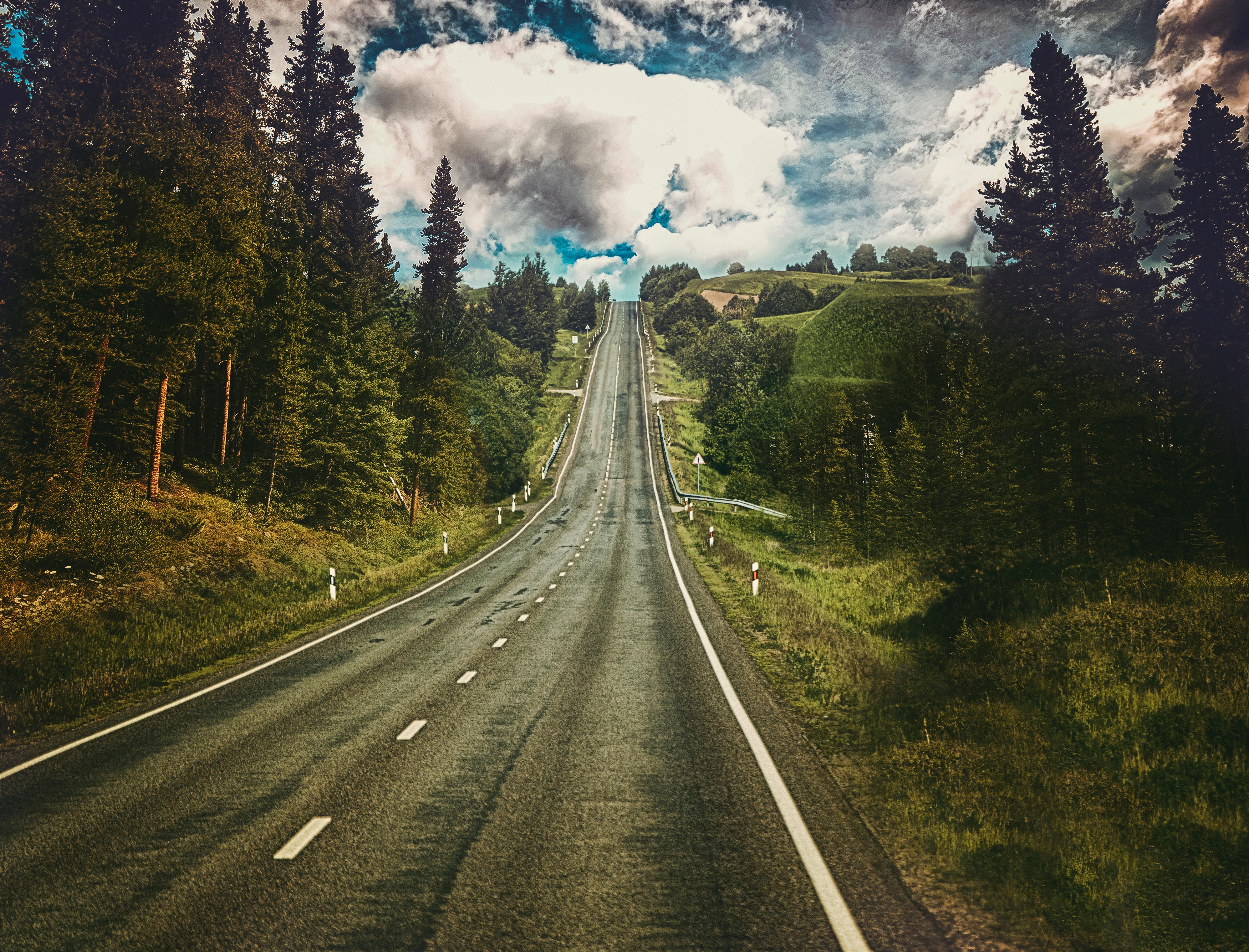 Cloudy Lonely Road Wallpapers