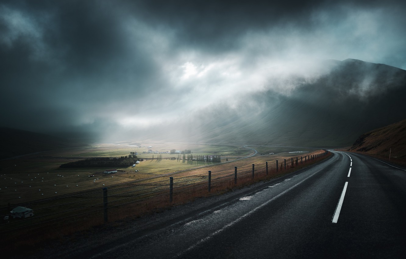 Cloudy Lonely Road Wallpapers