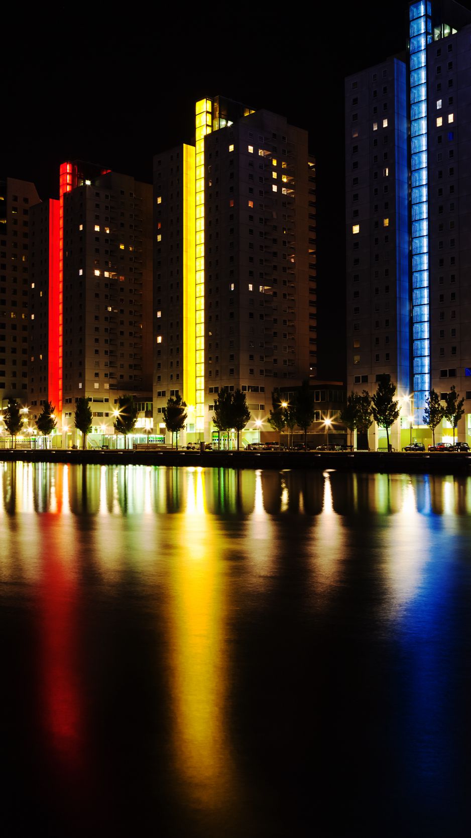 Colorful Cityscape Buildings And Lake Wallpapers