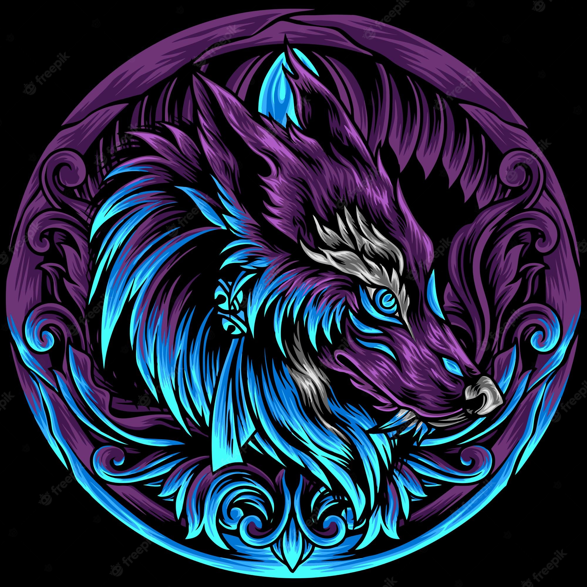 Colorful Closed Eyes Wolf Head Women Face Wallpapers