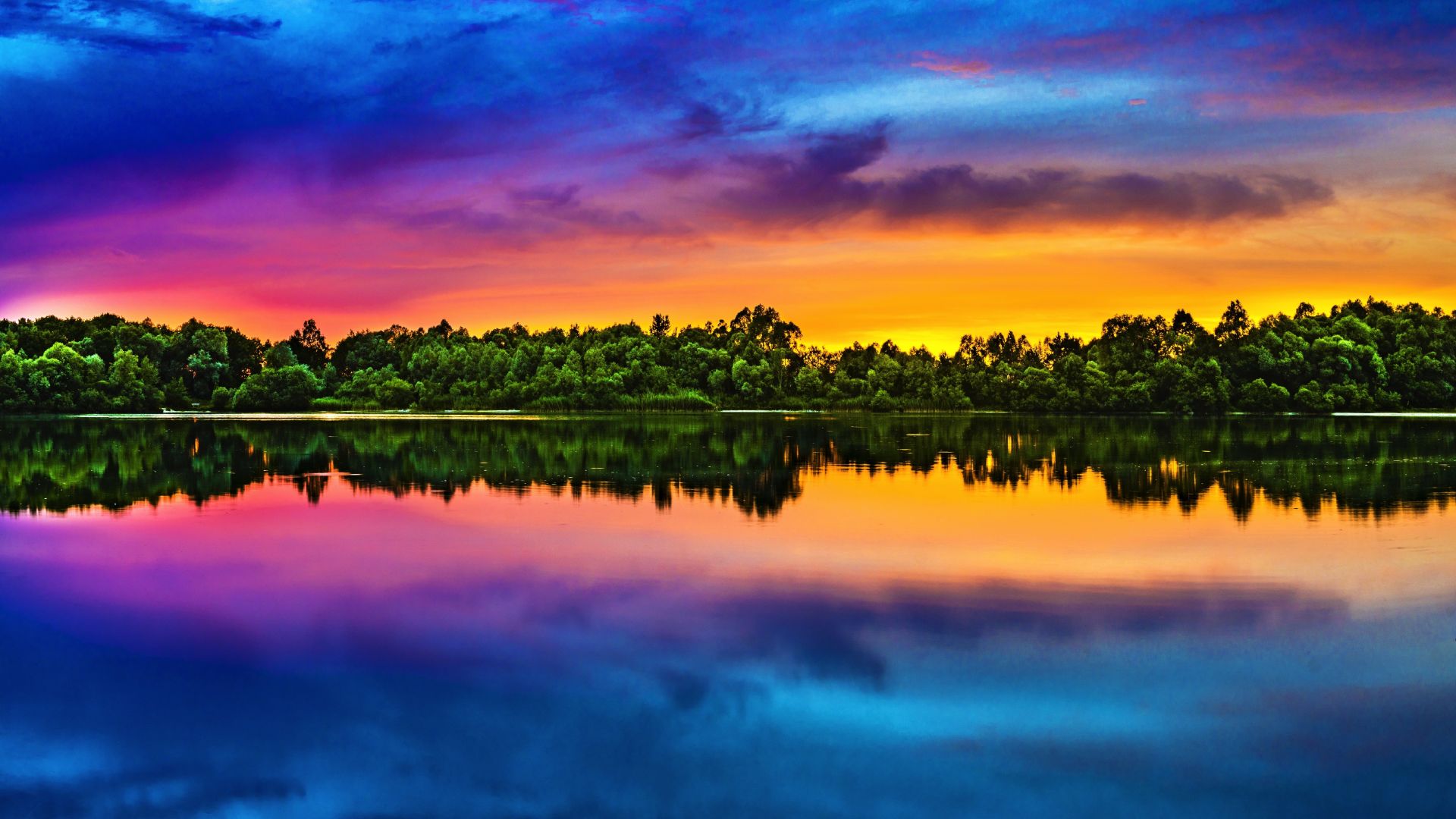 Colorful Lake And Sunset Wallpapers