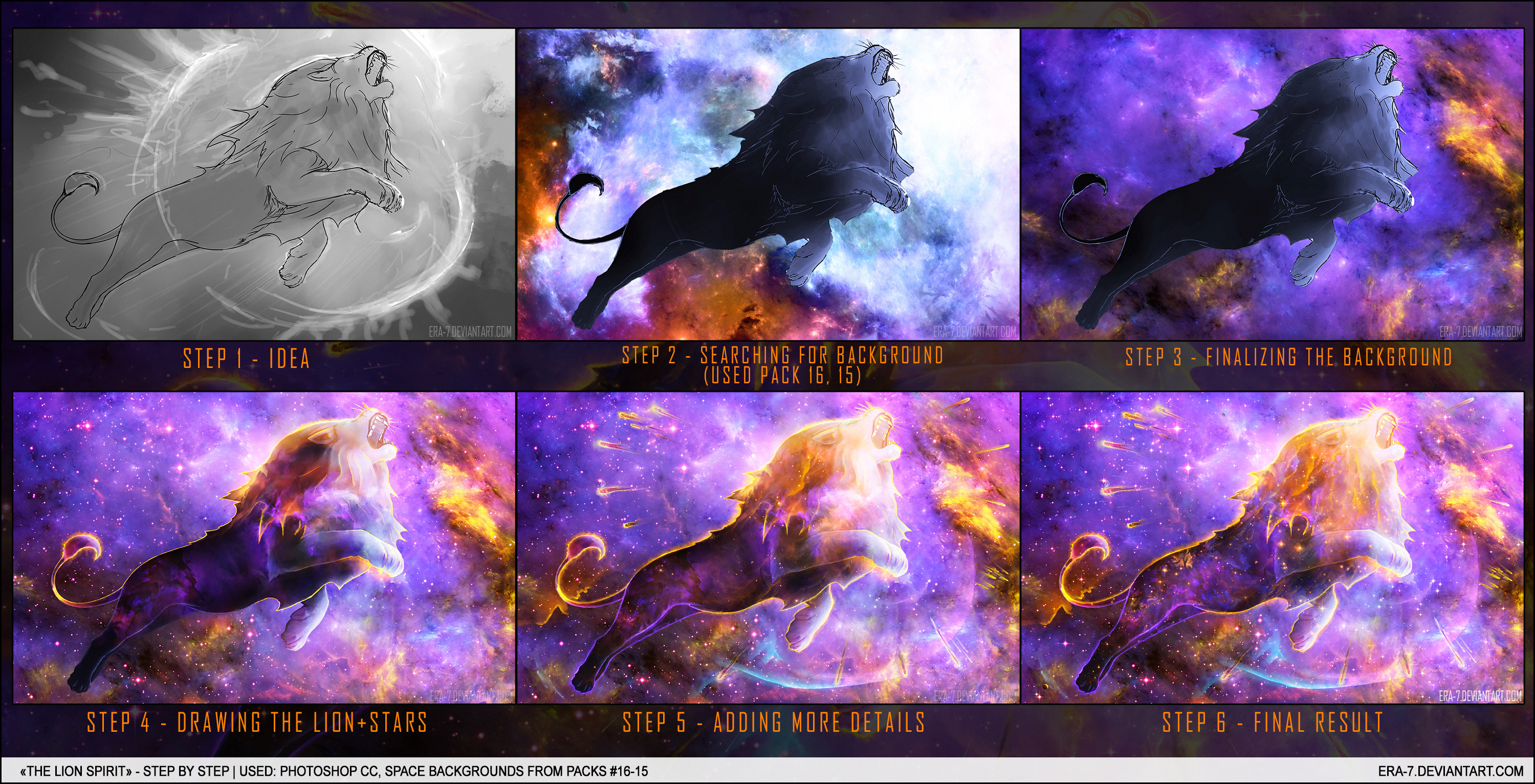 Colorful Lion Spirit In Space Nebula
 Wallpapers