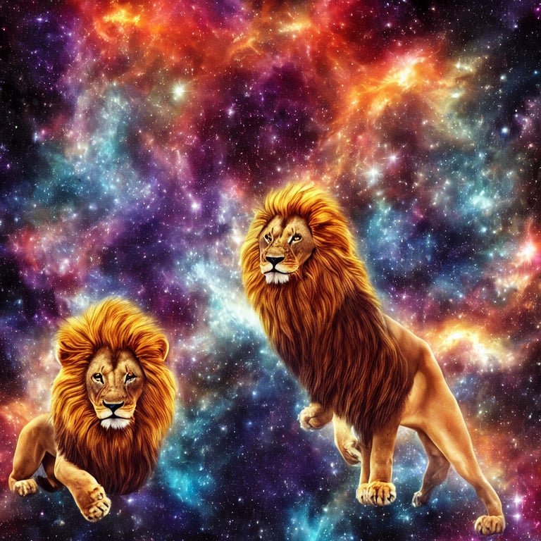 Colorful Lion Spirit In Space Nebula
 Wallpapers