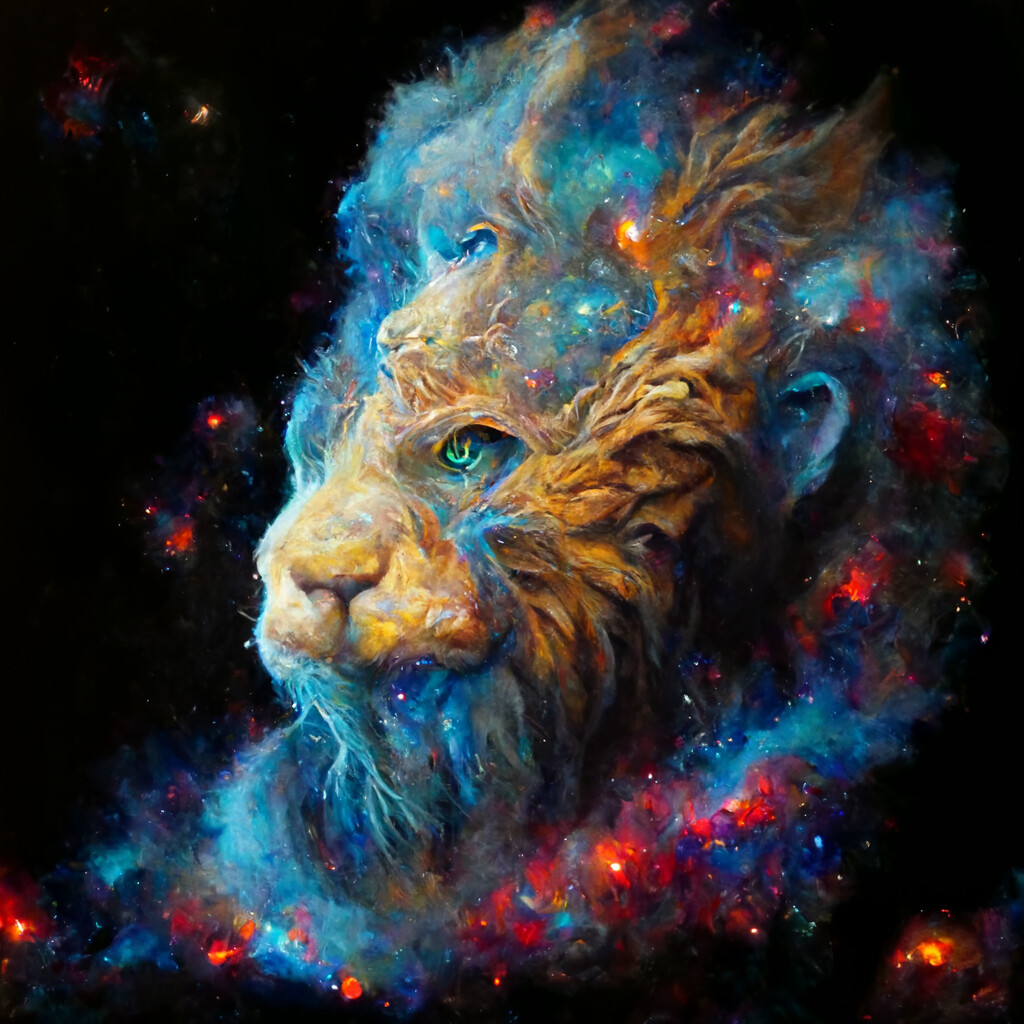 Colorful Lion Spirit In Space Nebula
 Wallpapers