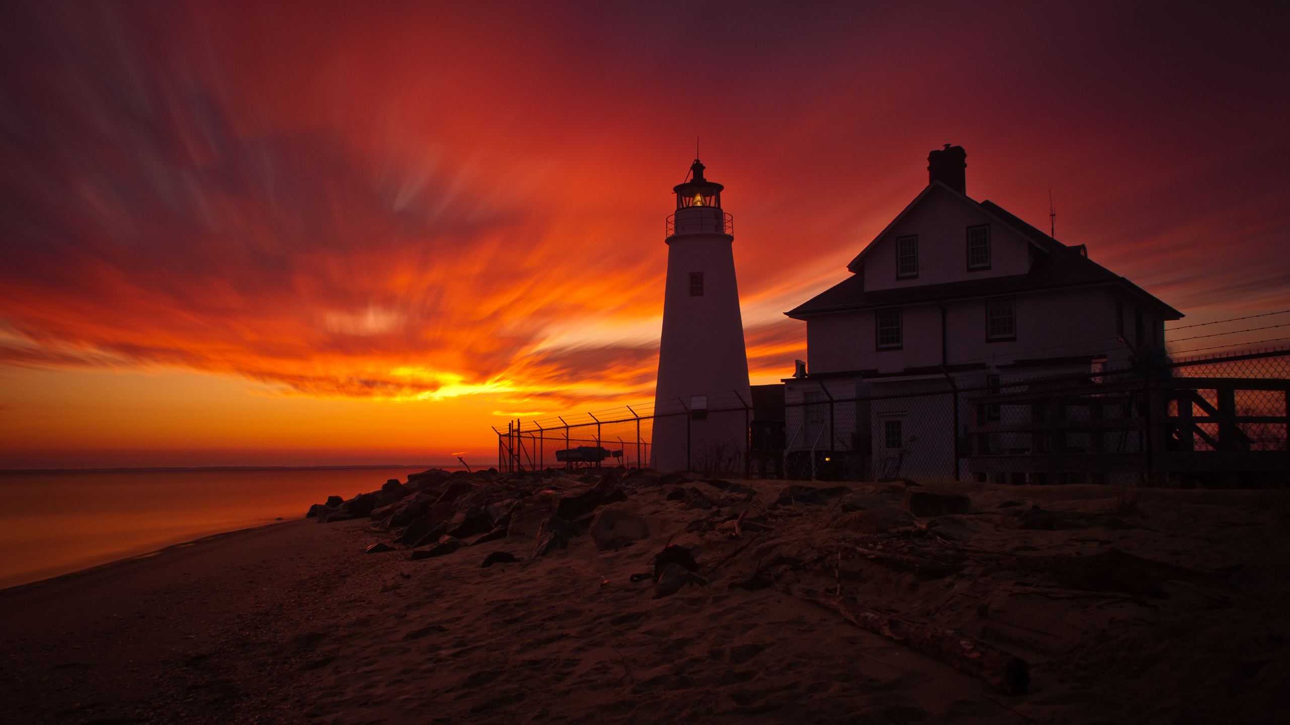 Colorful Sky Sea And Lighthouse Wallpapers