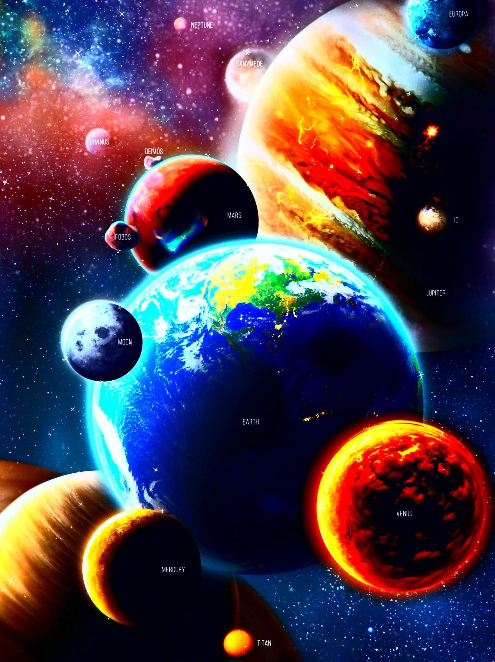 Colorful Solar System Digital Art Wallpapers