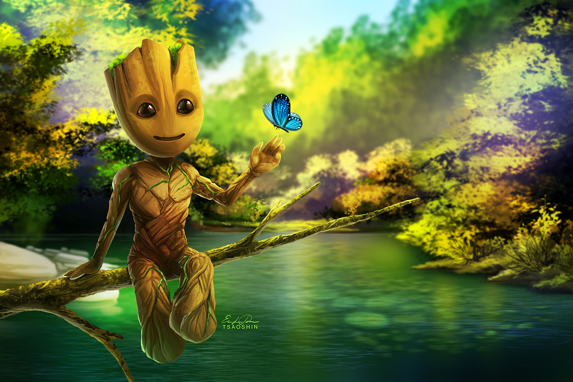 Comic Baby Groot And Drax The Destroyer Wallpapers