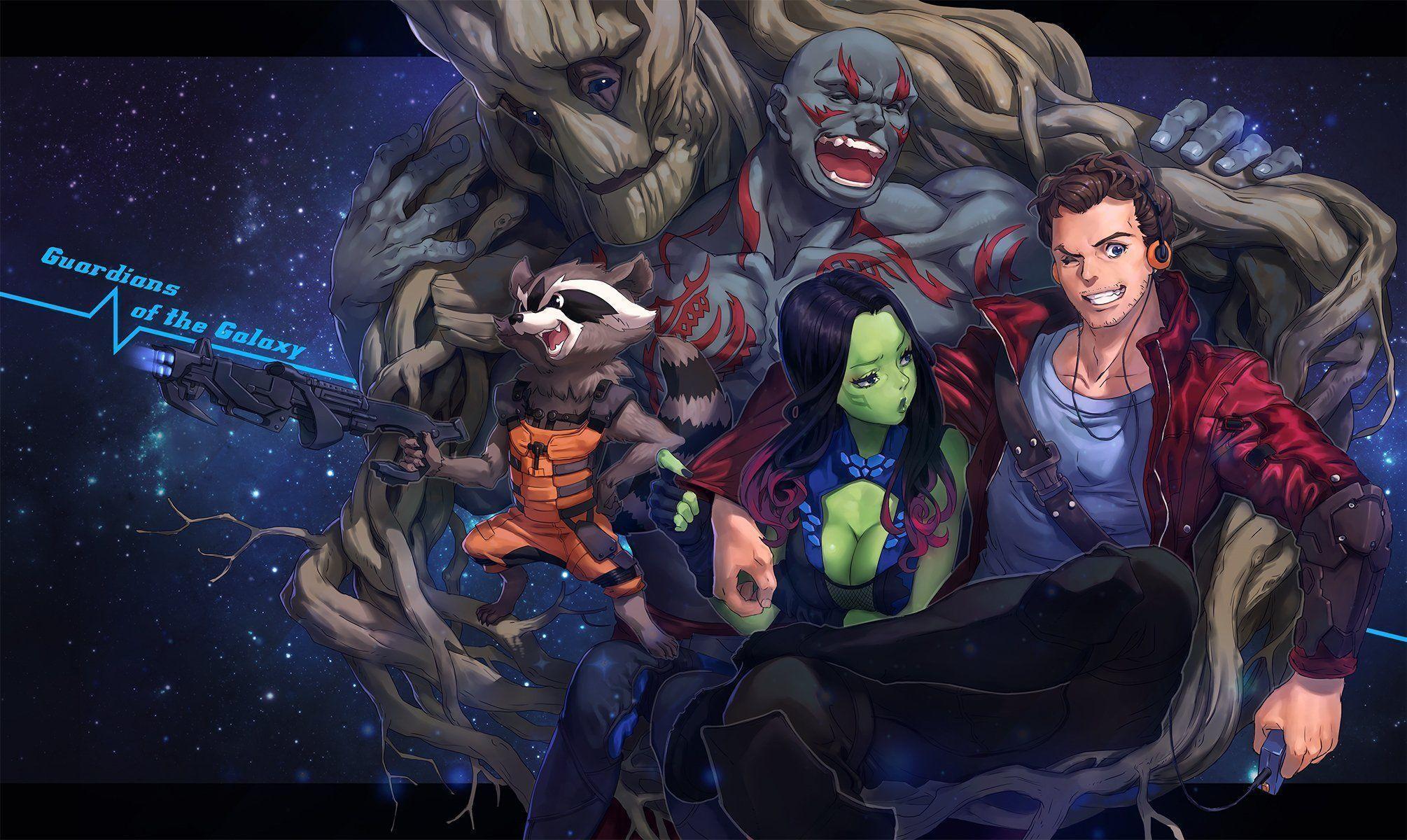 Comic Baby Groot And Drax The Destroyer Wallpapers