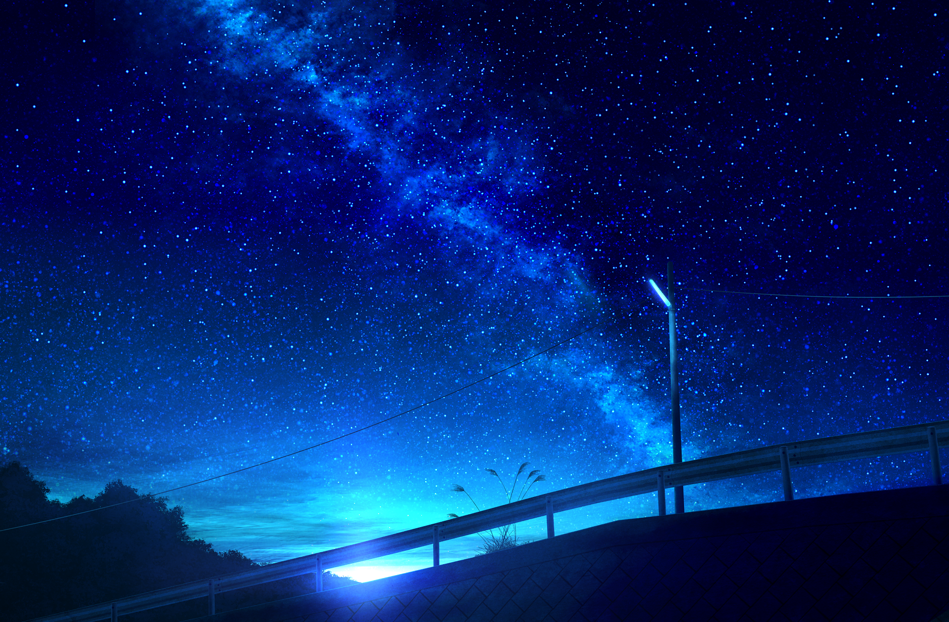 Cool Anime Starry Night Illustration Wallpapers