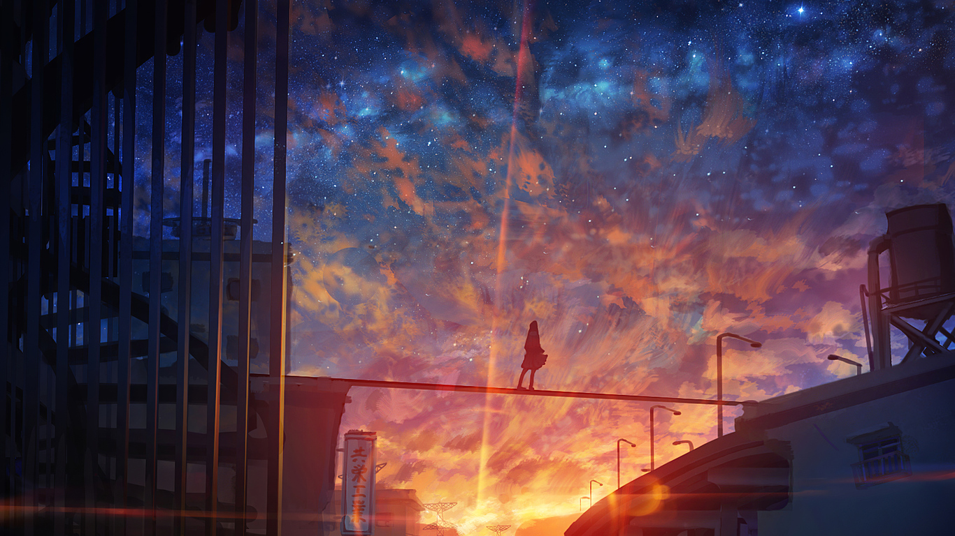Cool Anime Starry Night Illustration Wallpapers