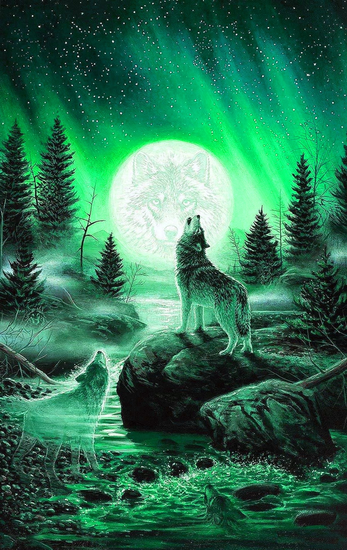 Cool Green Wolf Wallpapers