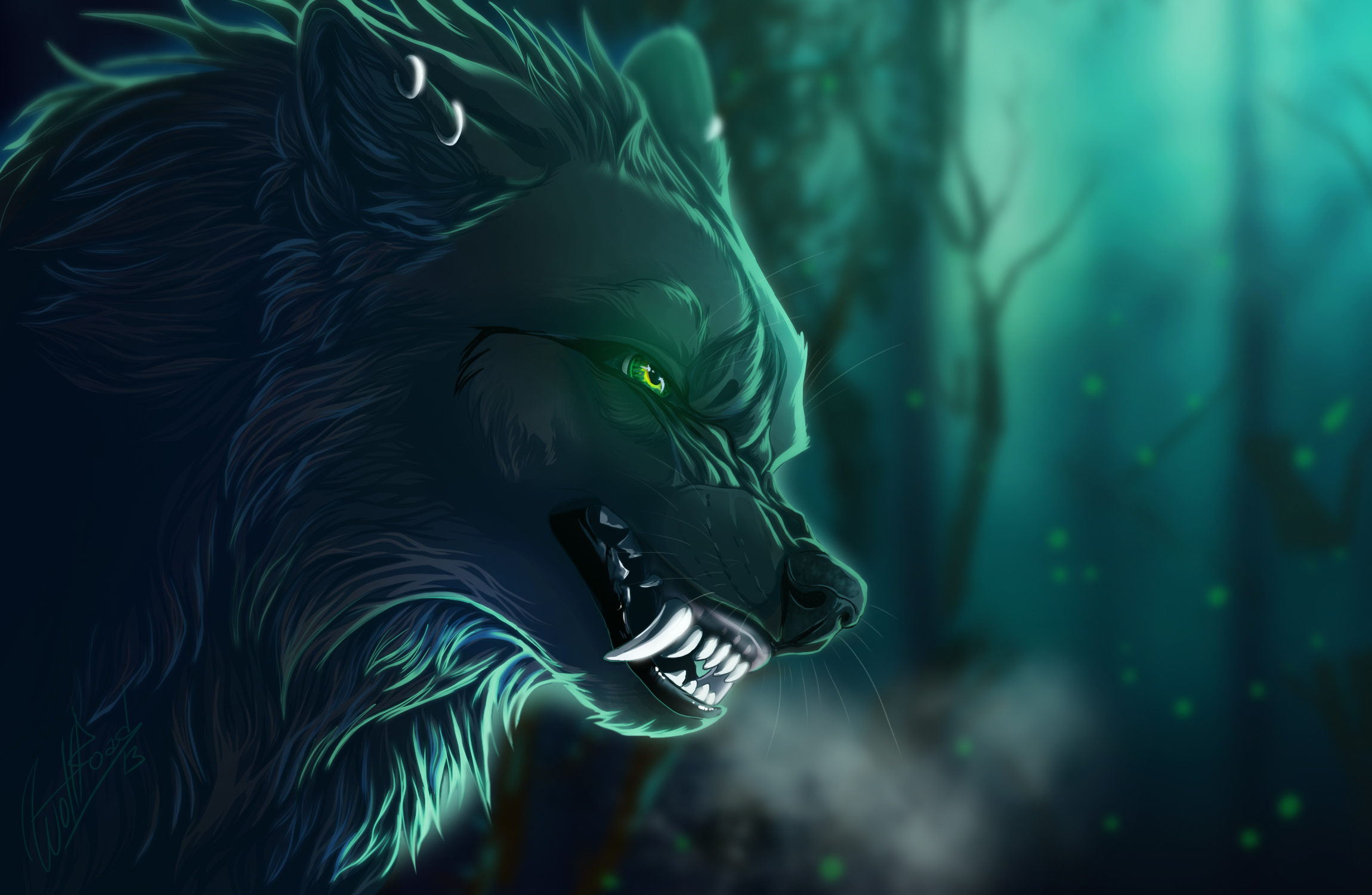 Cool Green Wolf Wallpapers