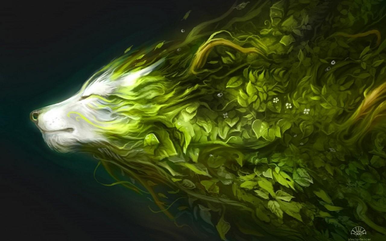 Cool Green Wolf Wallpapers