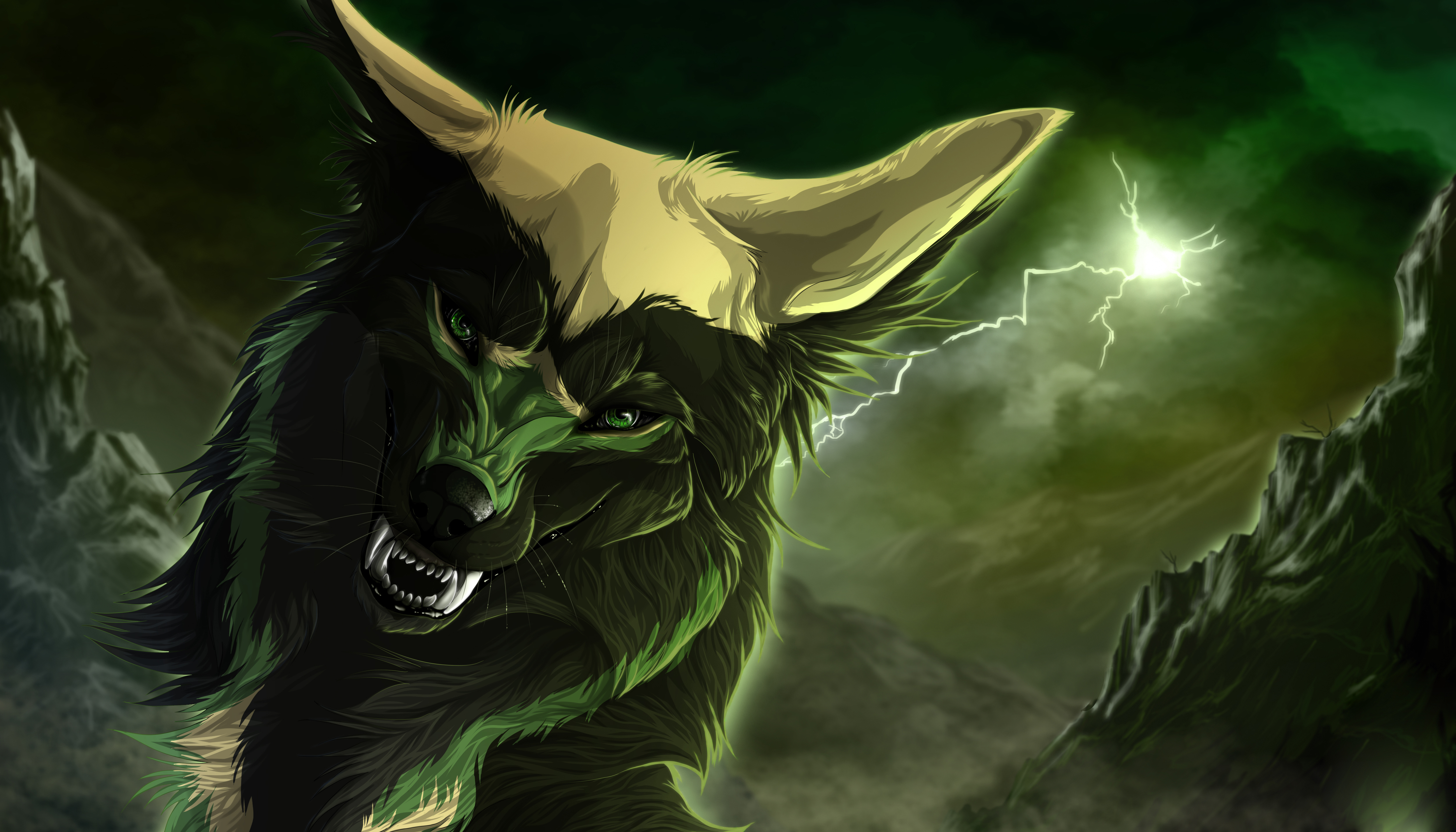 Cool Green Wolf Wallpapers