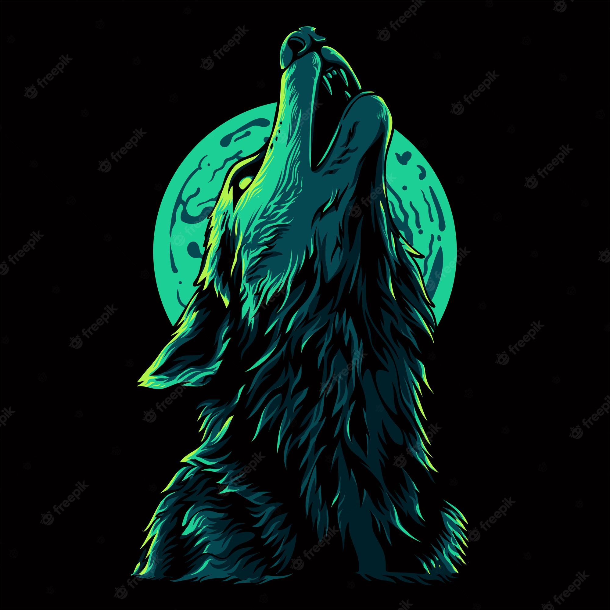 Cool Green Wolf Wallpapers