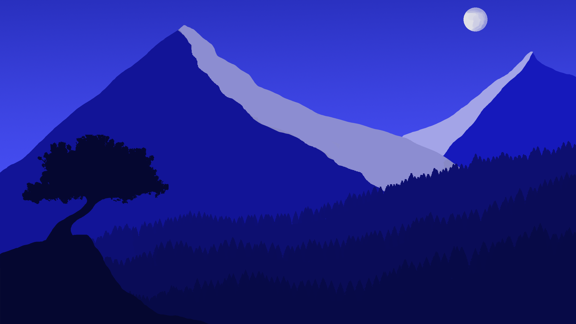 Cool Landscape Night Minimal Art Wallpapers