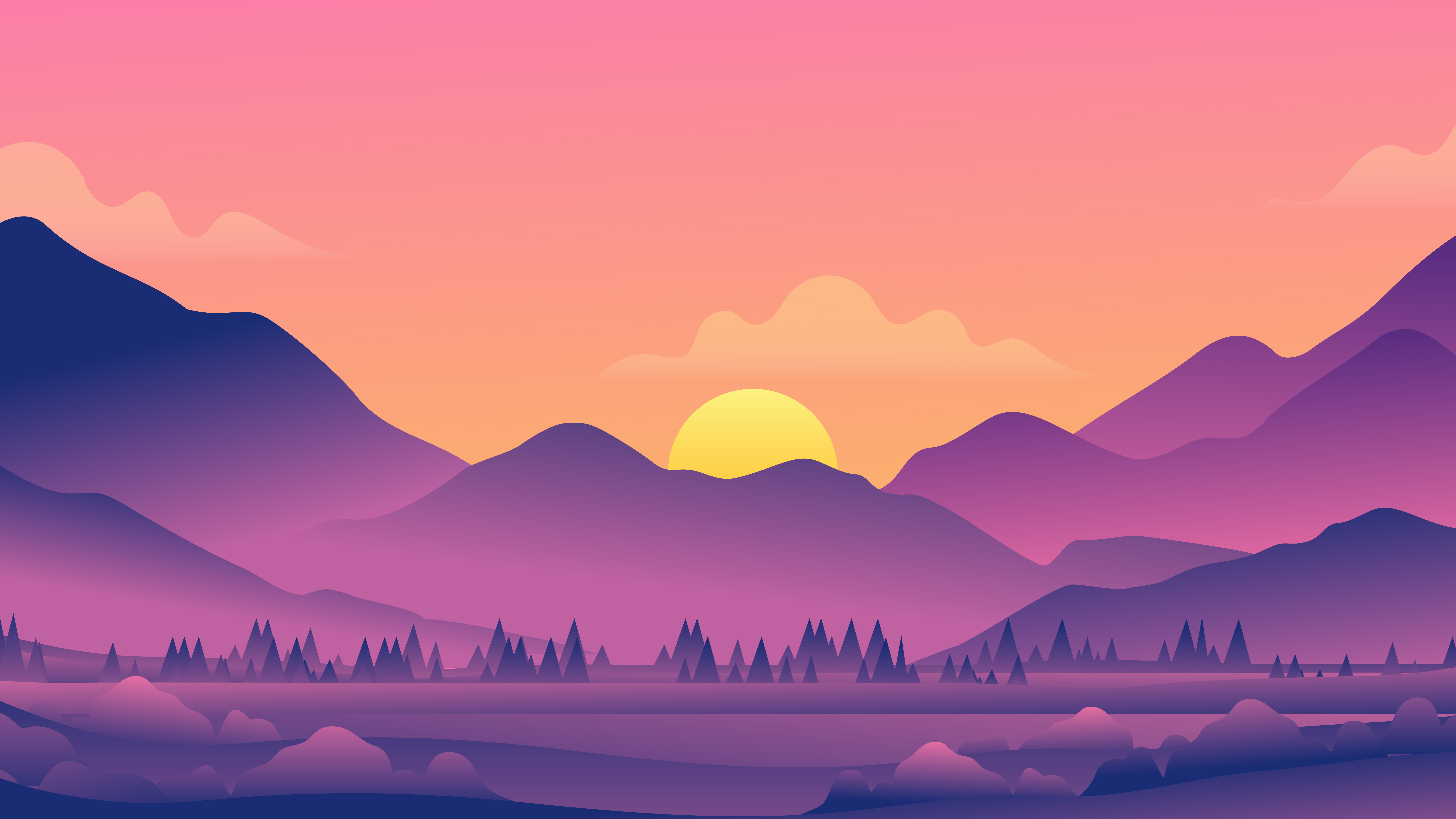 Cool Landscape Night Minimal Art Wallpapers