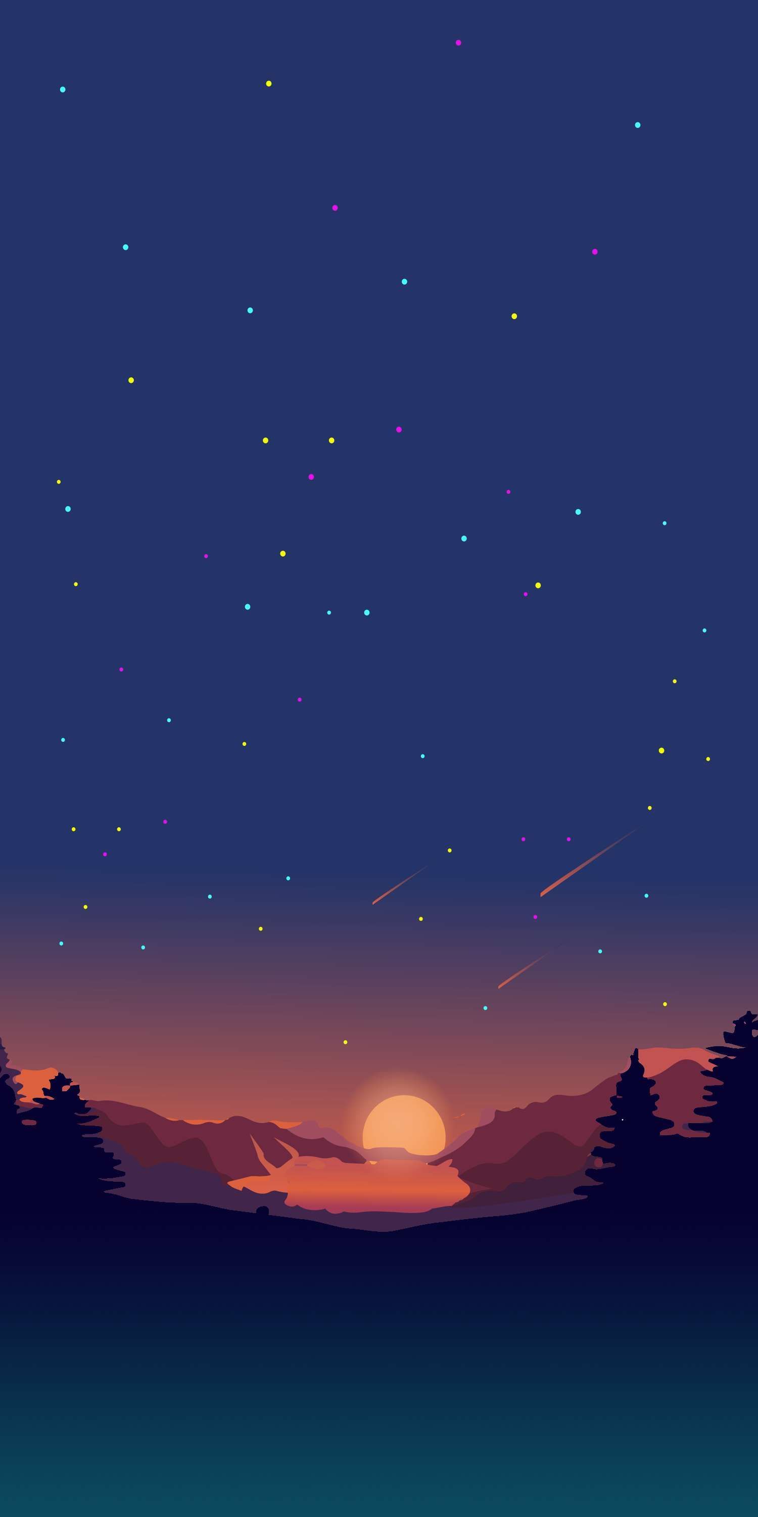 Cool Landscape Night Minimal Art Wallpapers