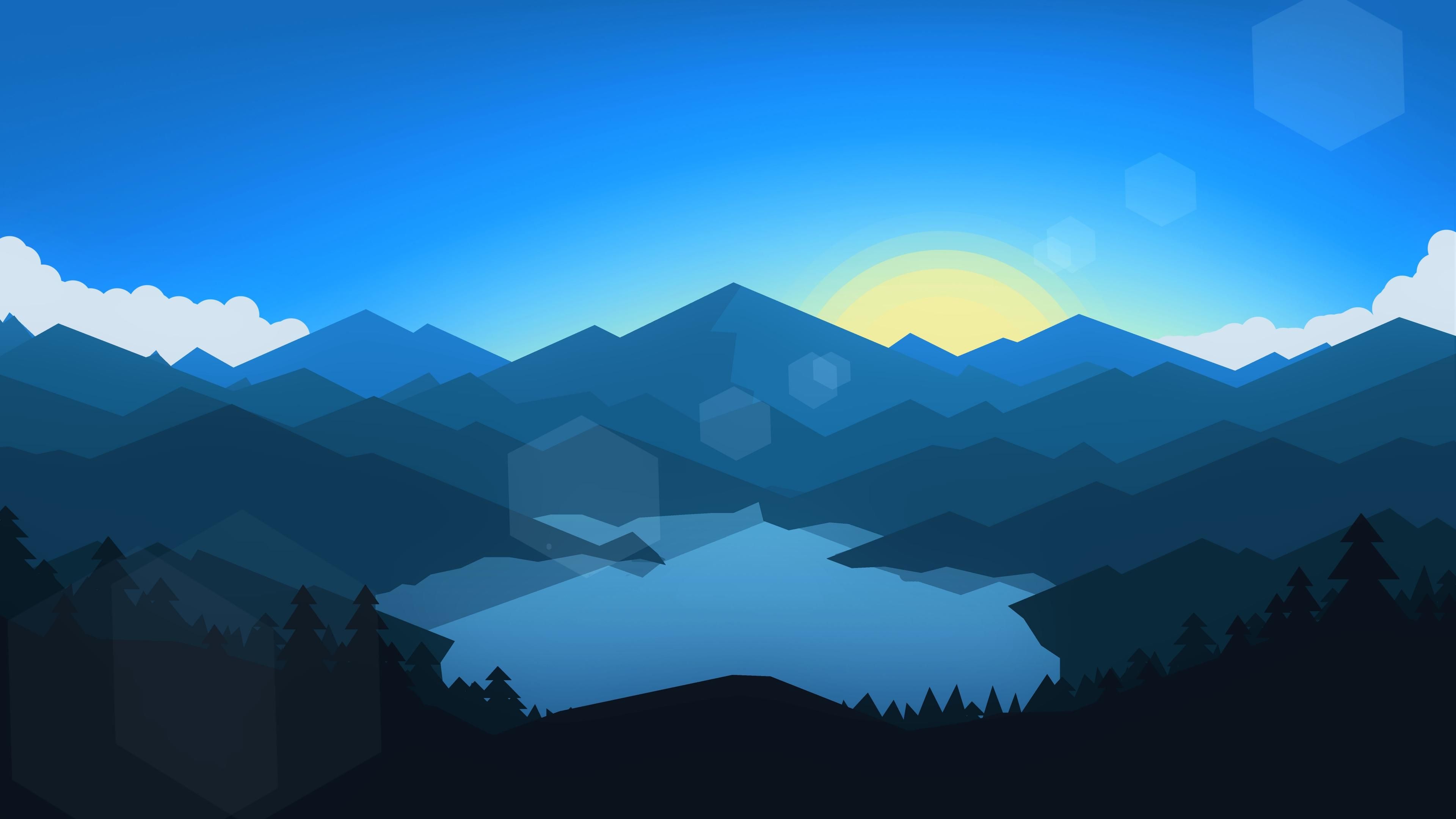 Cool Landscape Night Minimal Art Wallpapers