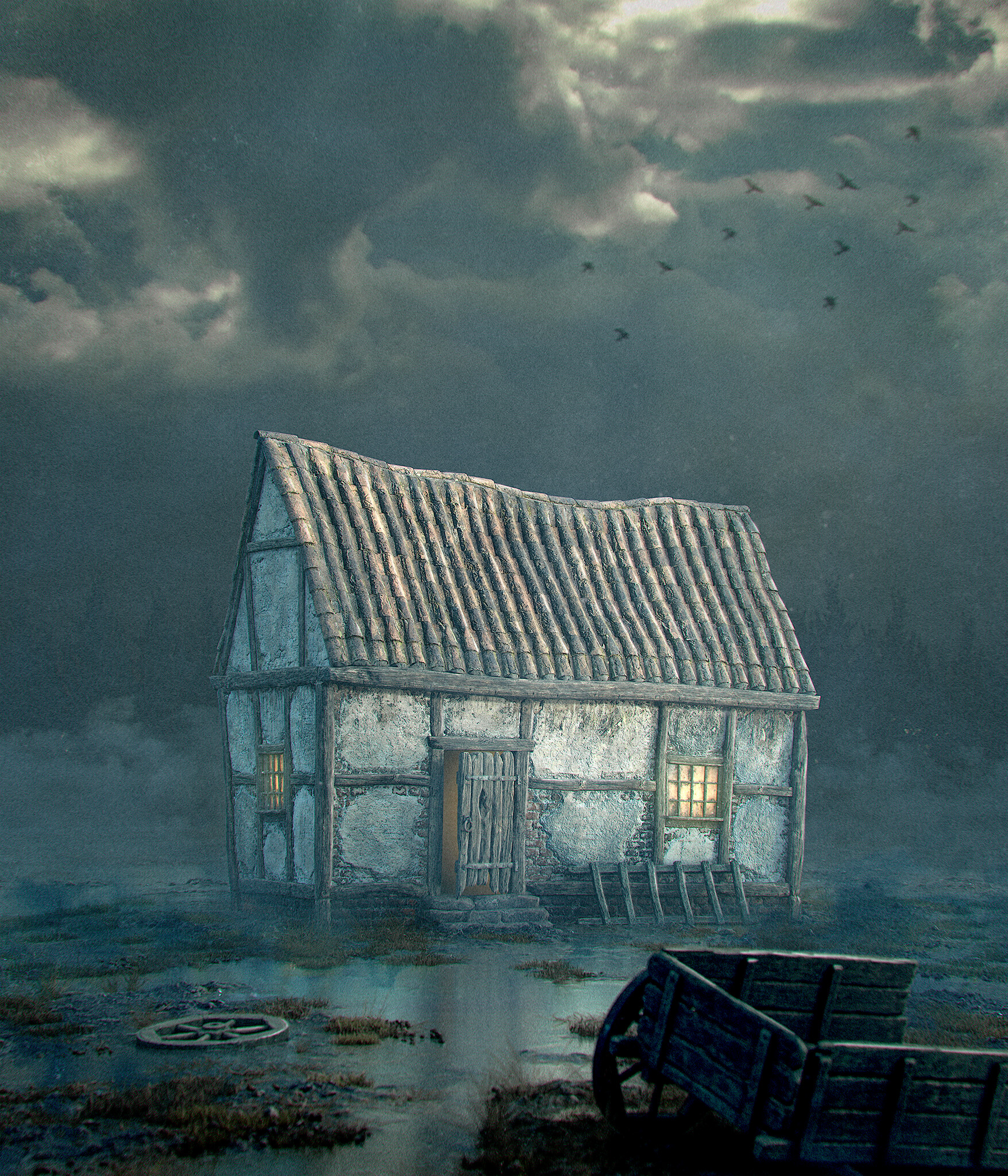 Cool Lonely House Art Wallpapers