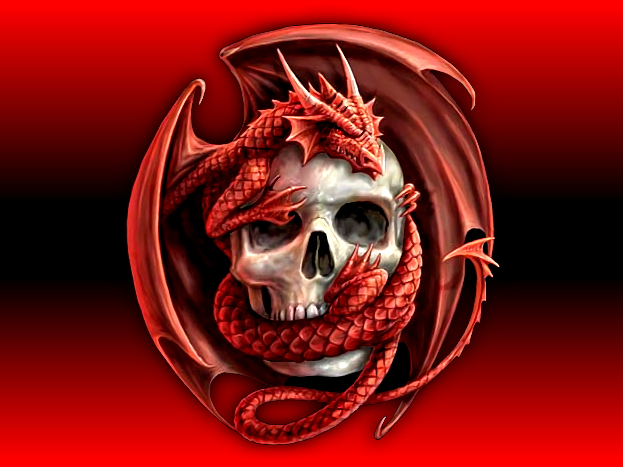 Cool Skulls On Red Fire Wallpapers