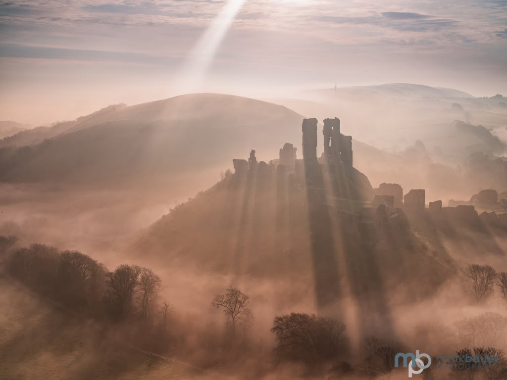 Corfe Castle Fog Day Wallpapers