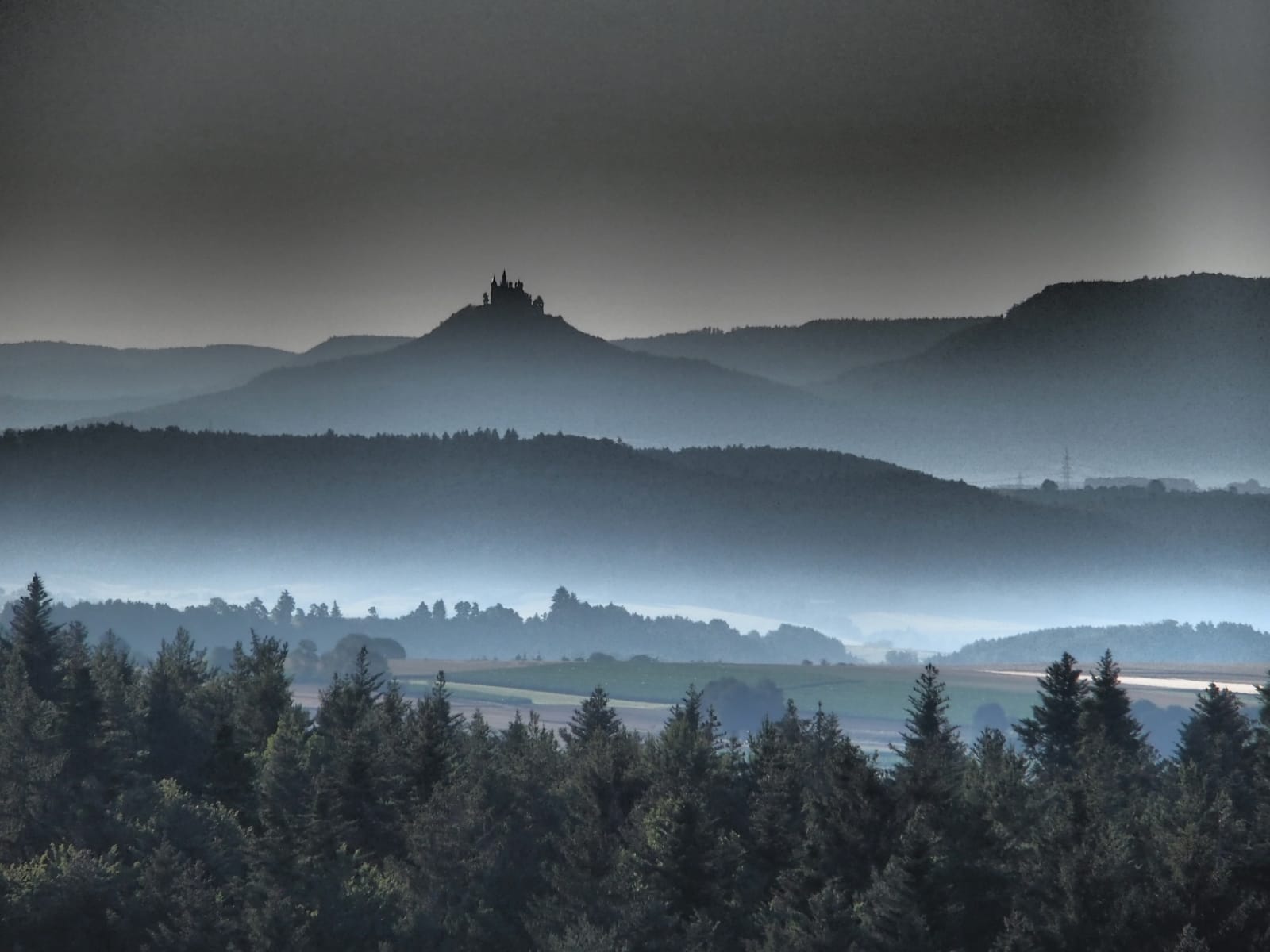 Corfe Castle Fog Day Wallpapers