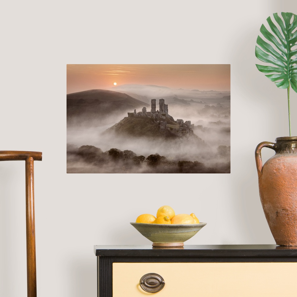 Corfe Castle Fog Day Wallpapers