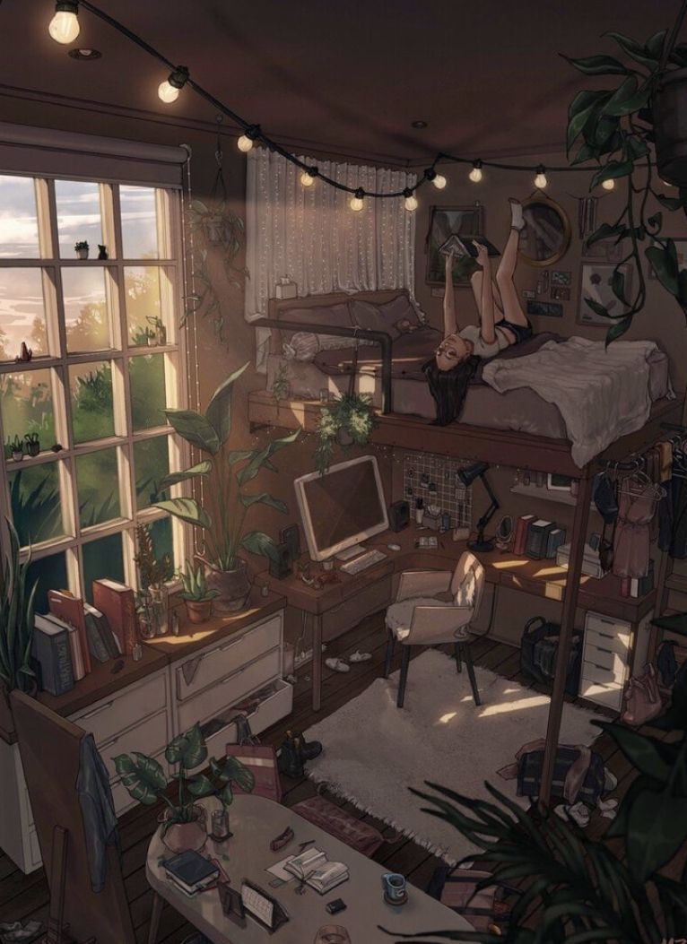 Cozy Anime Bedroom Wallpapers