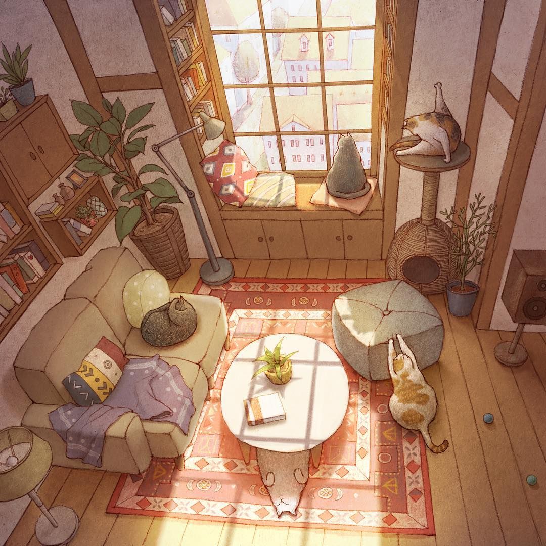 Cozy Anime Bedroom Wallpapers