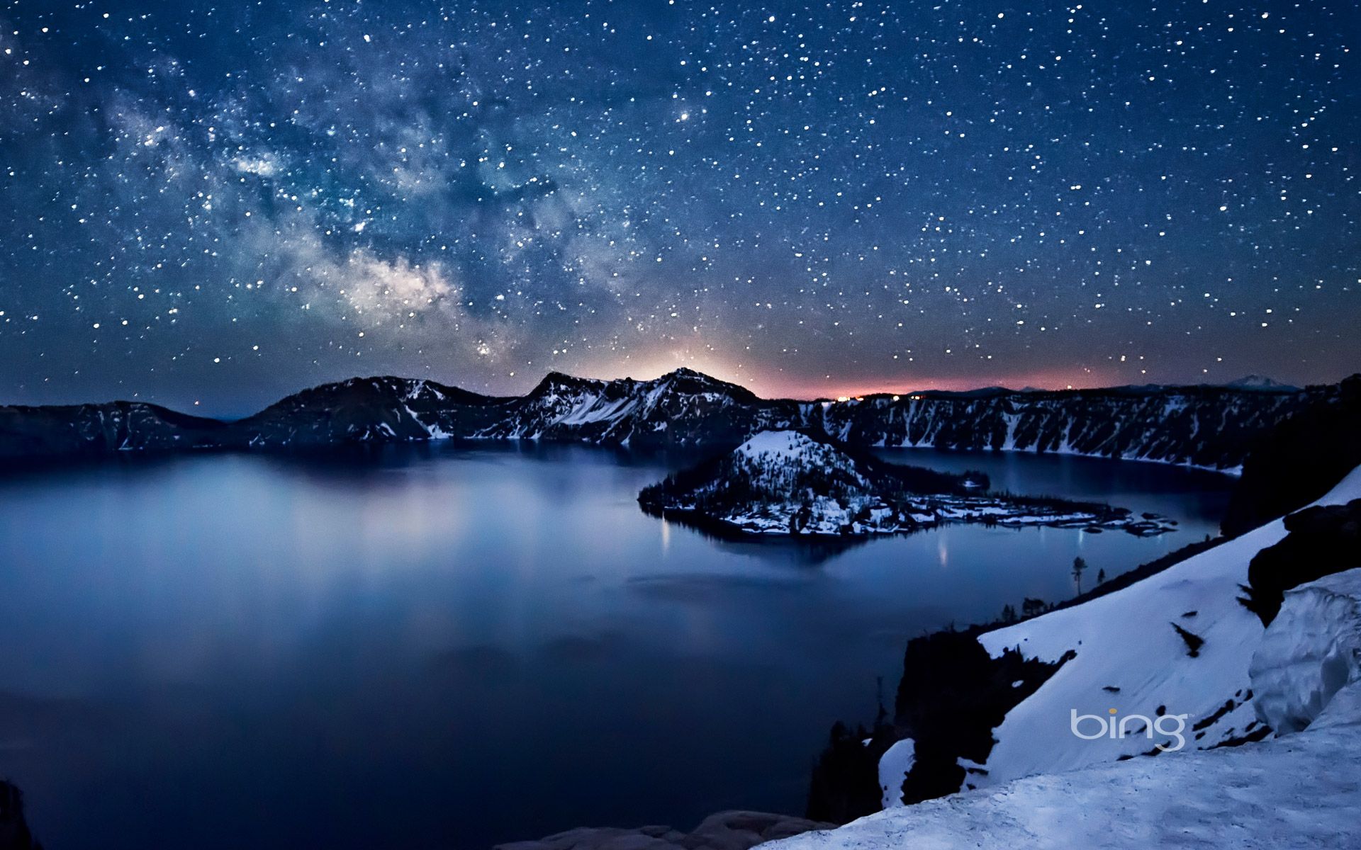 Crater Lake At Night Wallpapers