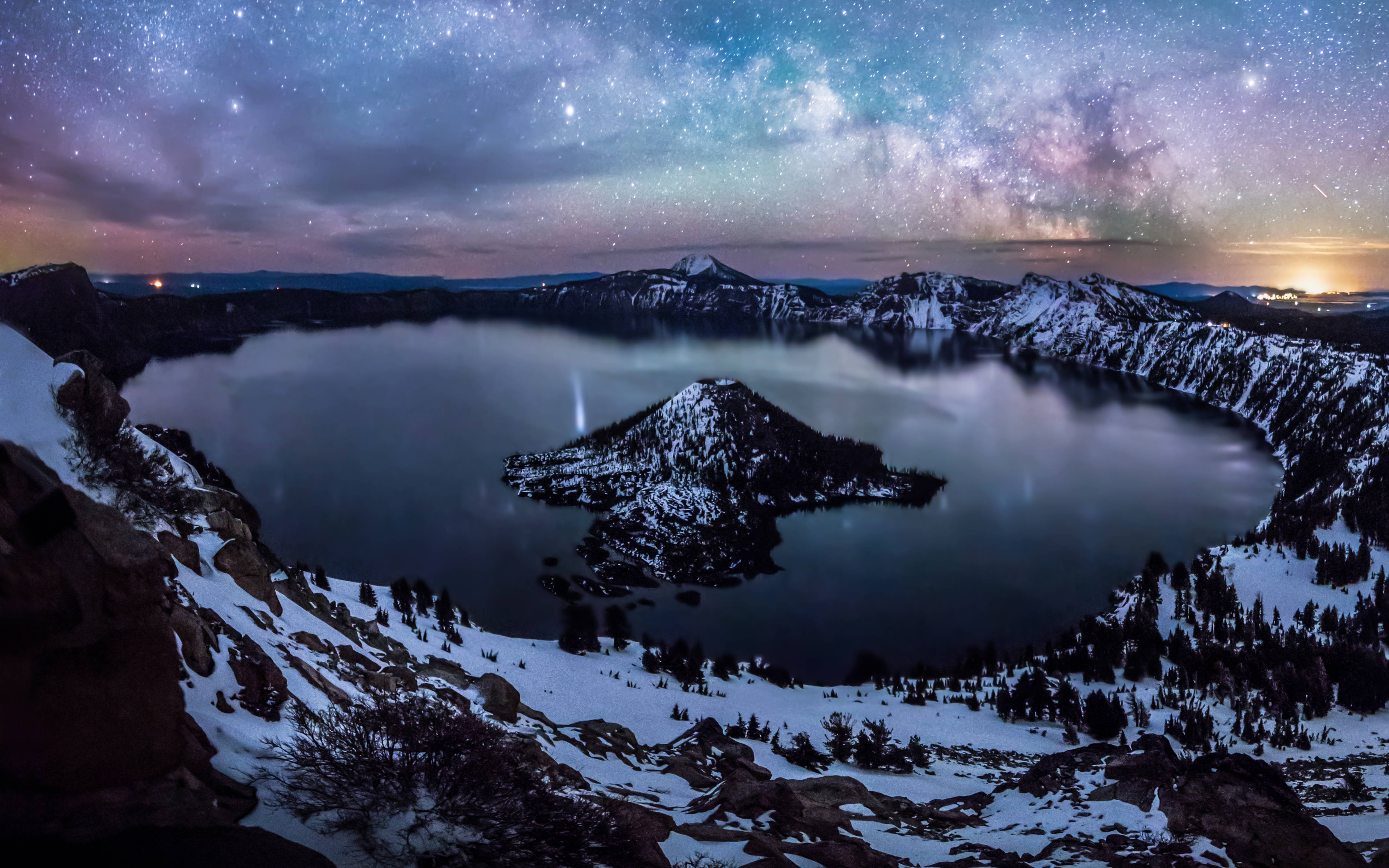 Crater Lake At Night Wallpapers