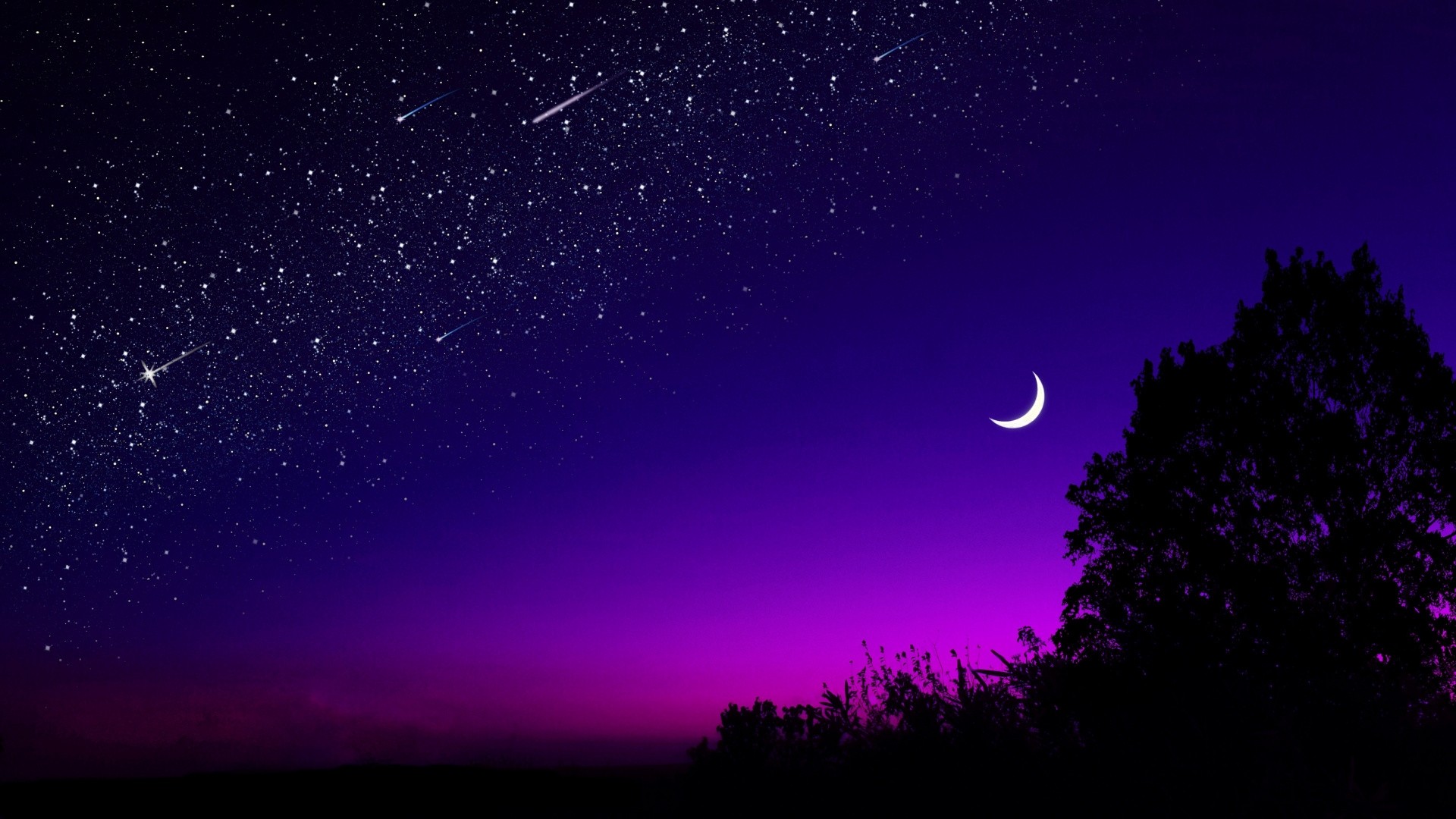 Crescent Moon Milkey Way Wallpapers