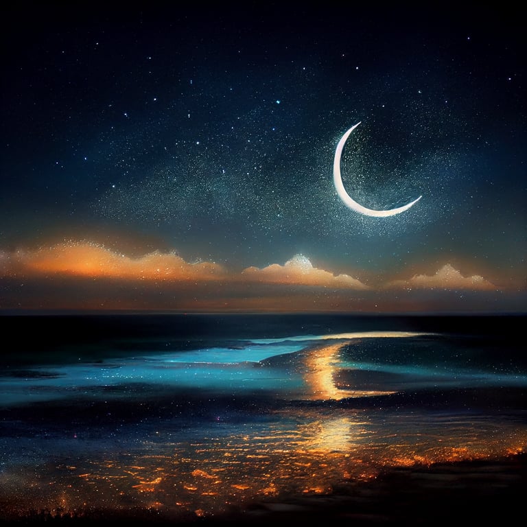 Crescent Moon Milkey Way Wallpapers