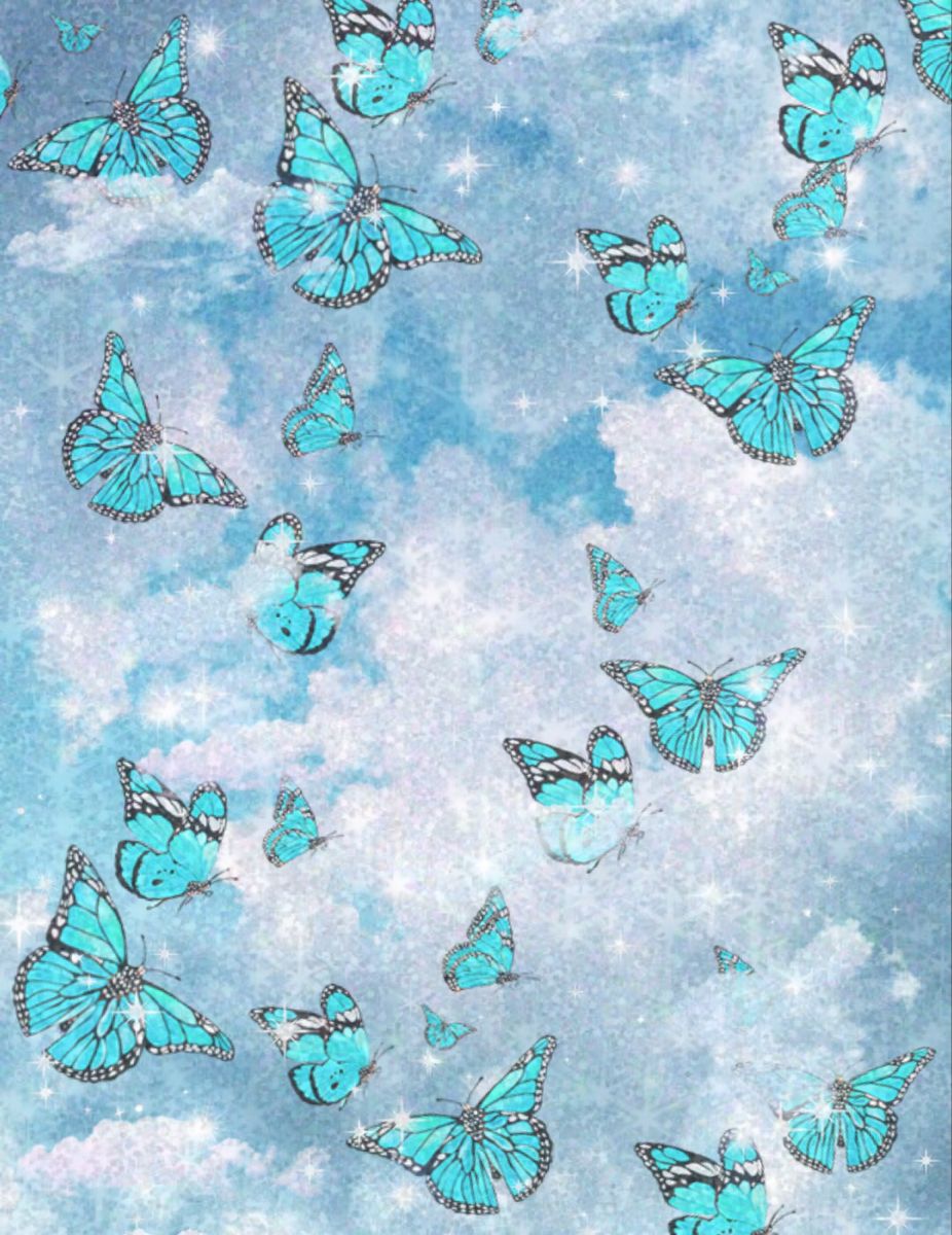 Crystal Blue Glitter Butterfly Wallpapers