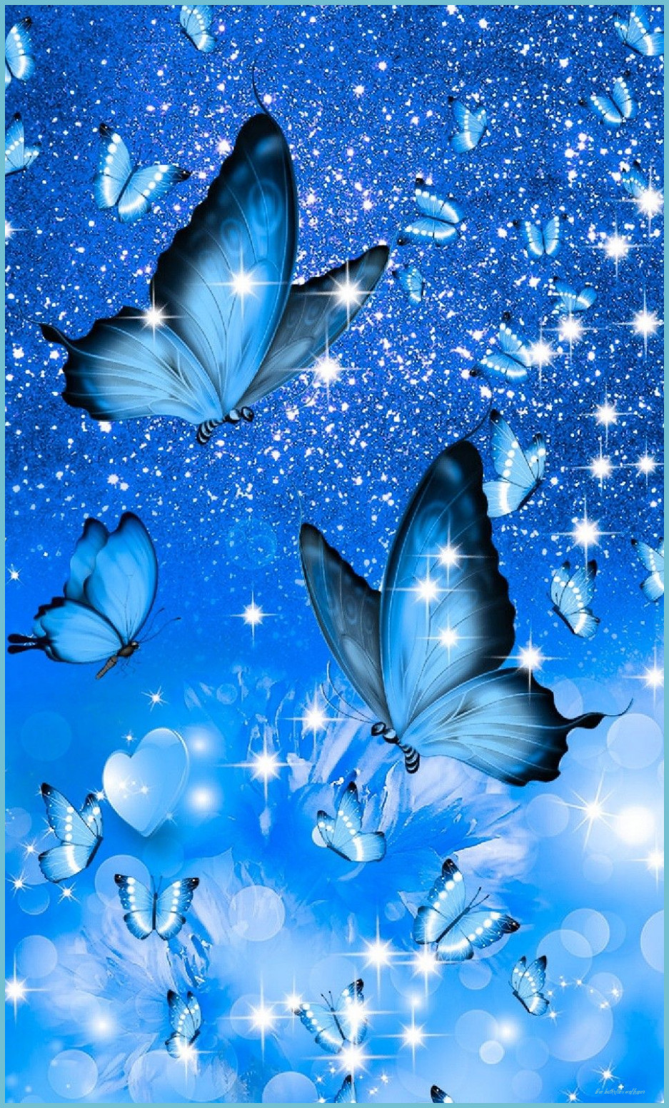 Crystal Blue Glitter Butterfly Wallpapers