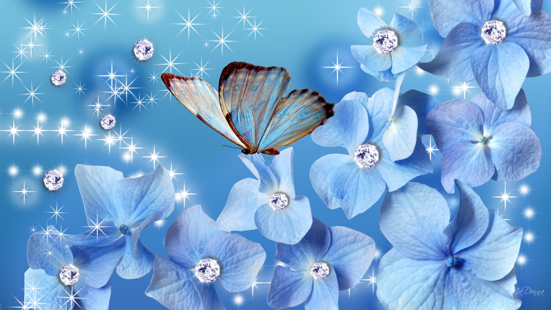 Crystal Blue Glitter Butterfly Wallpapers