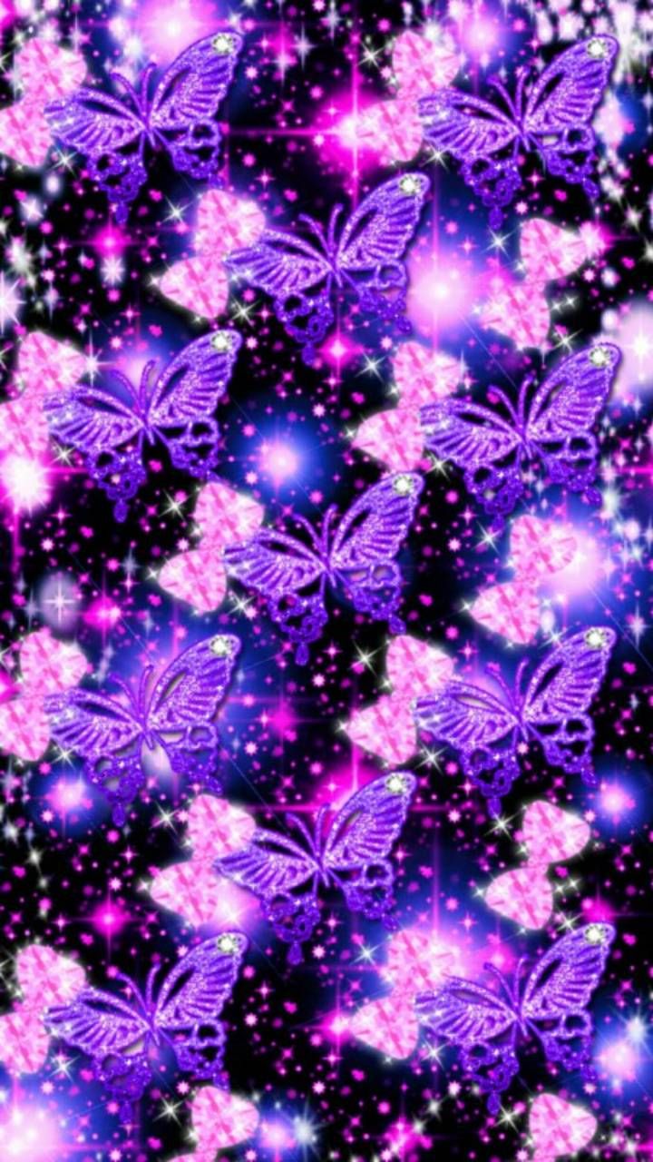 Crystal Blue Glitter Butterfly Wallpapers