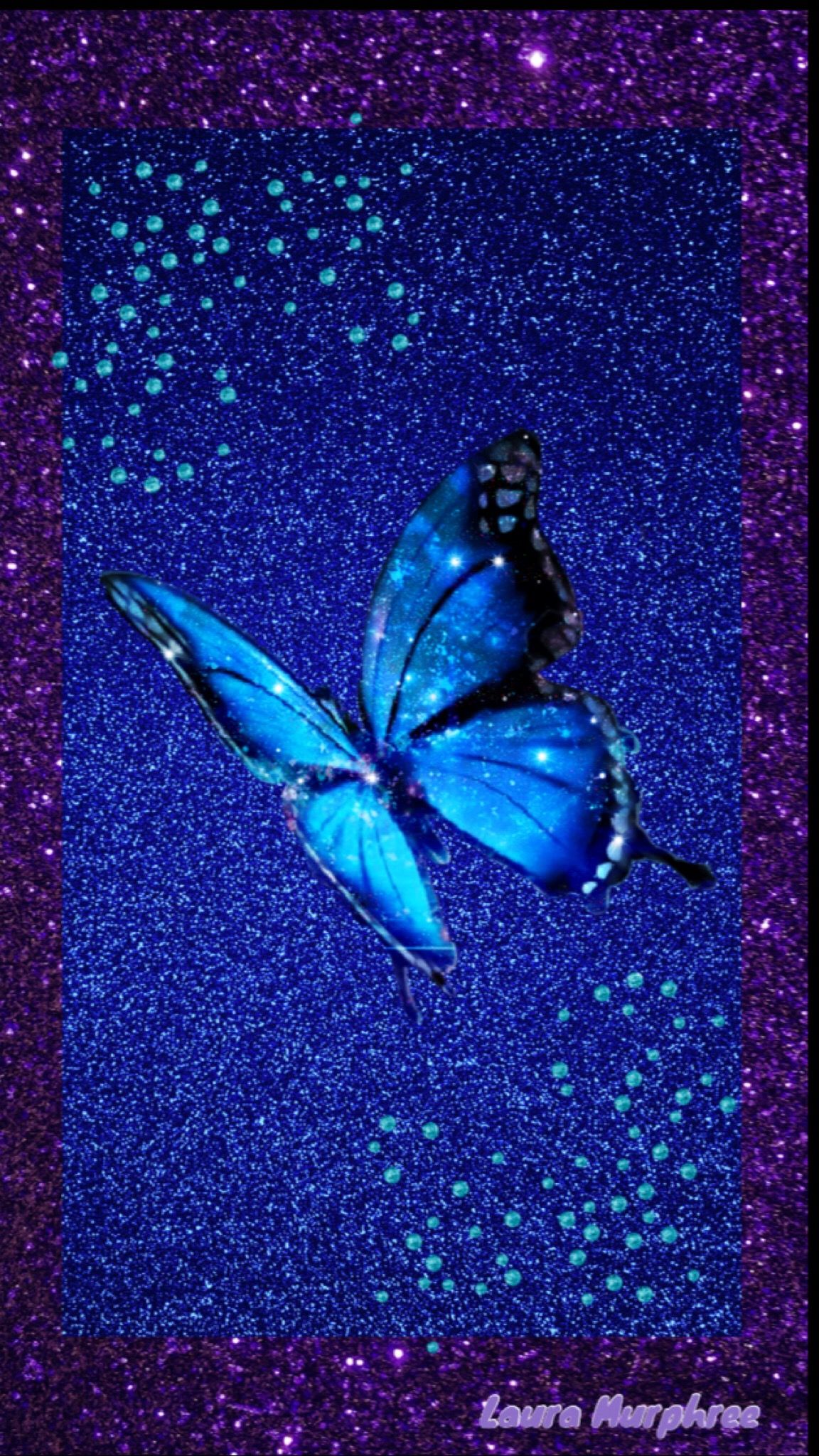 Crystal Blue Glitter Butterfly Wallpapers