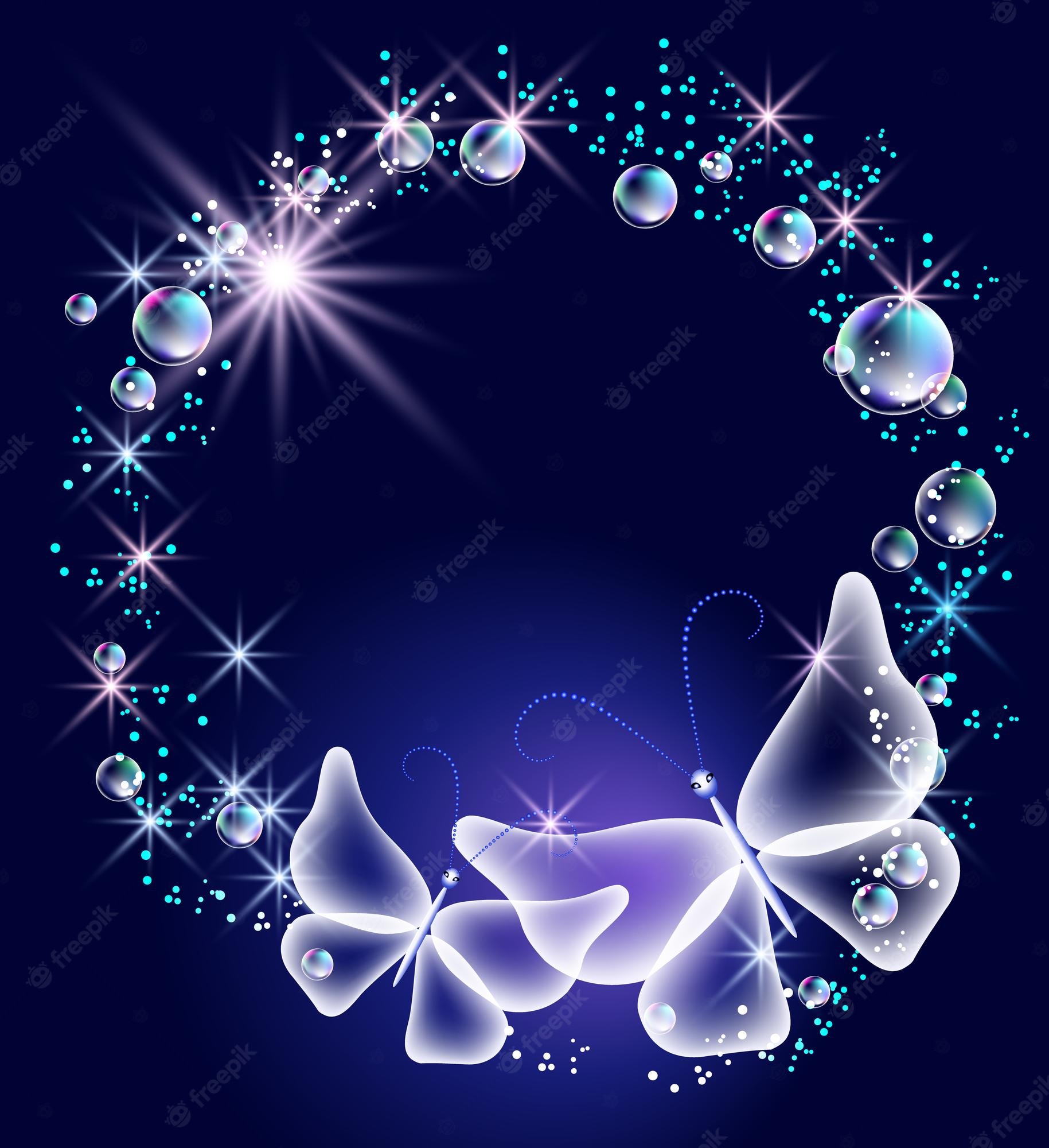 Crystal Blue Glitter Butterfly Wallpapers
