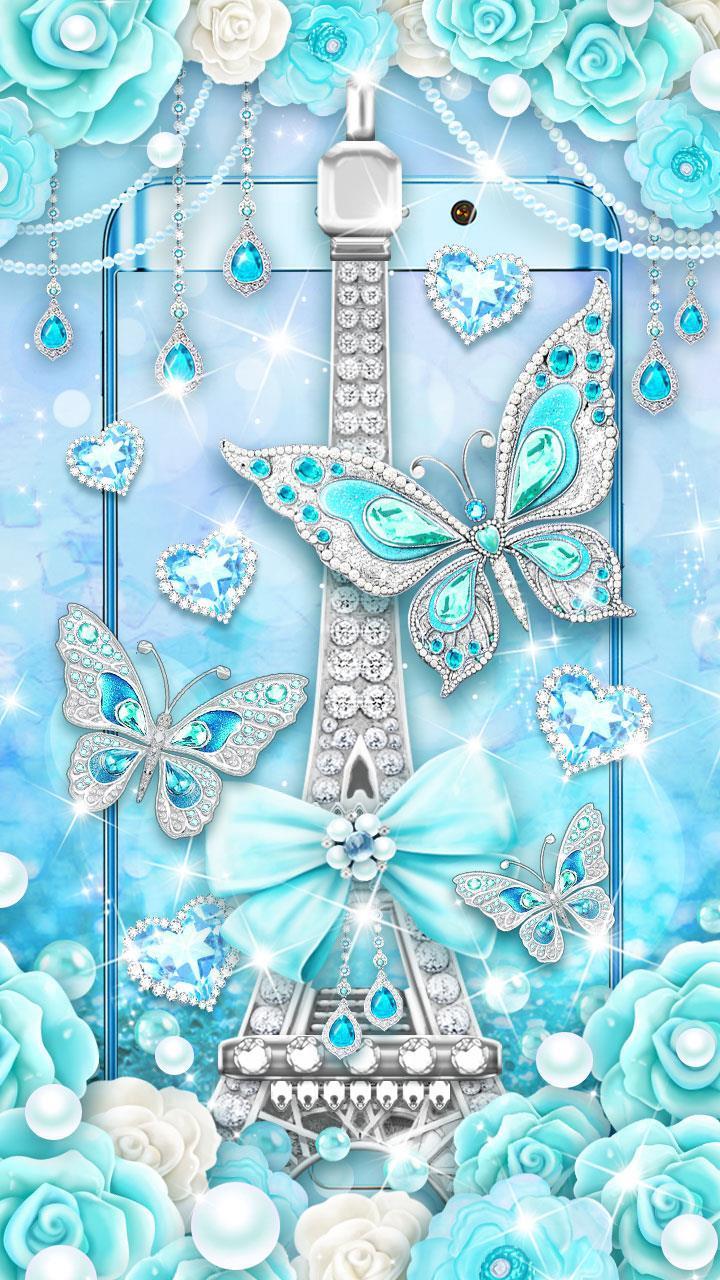 Crystal Blue Glitter Butterfly Wallpapers