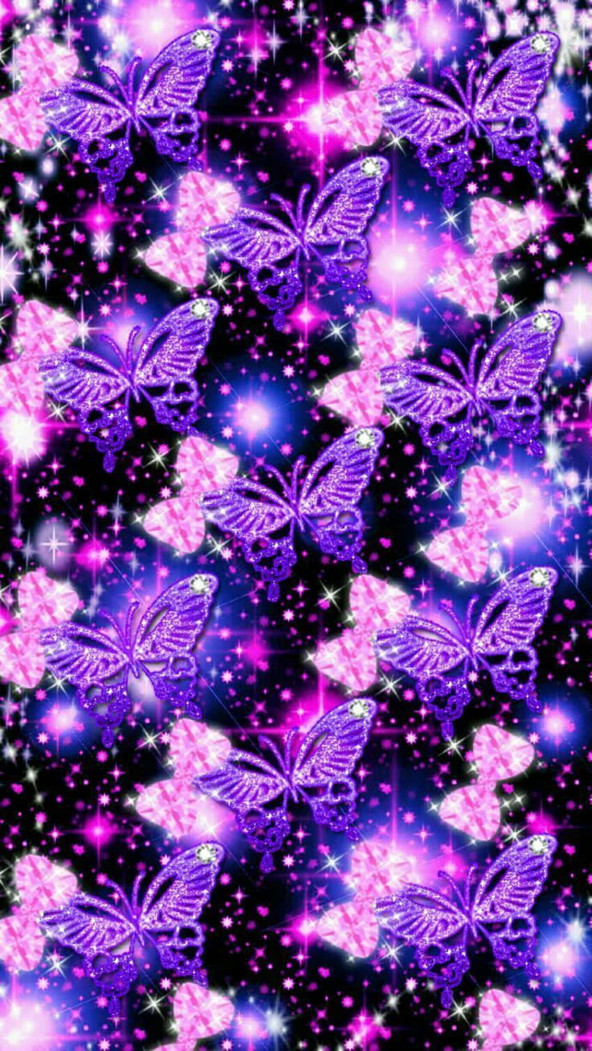 Crystal Blue Glitter Butterfly Wallpapers