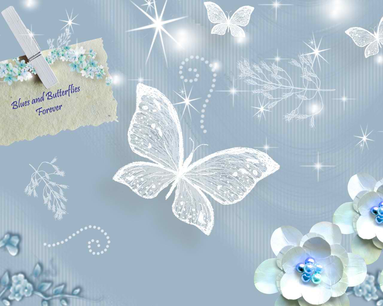 Crystal Blue Glitter Butterfly Wallpapers