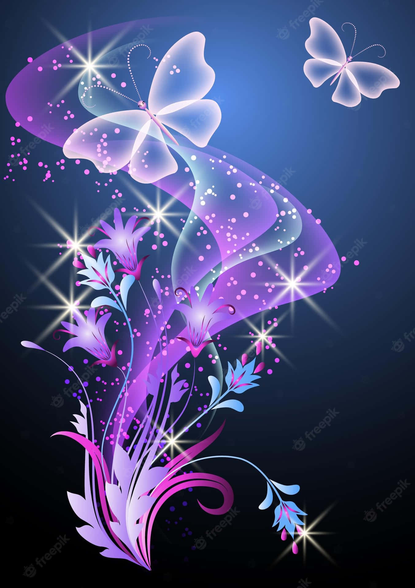 Crystal Blue Glitter Butterfly Wallpapers