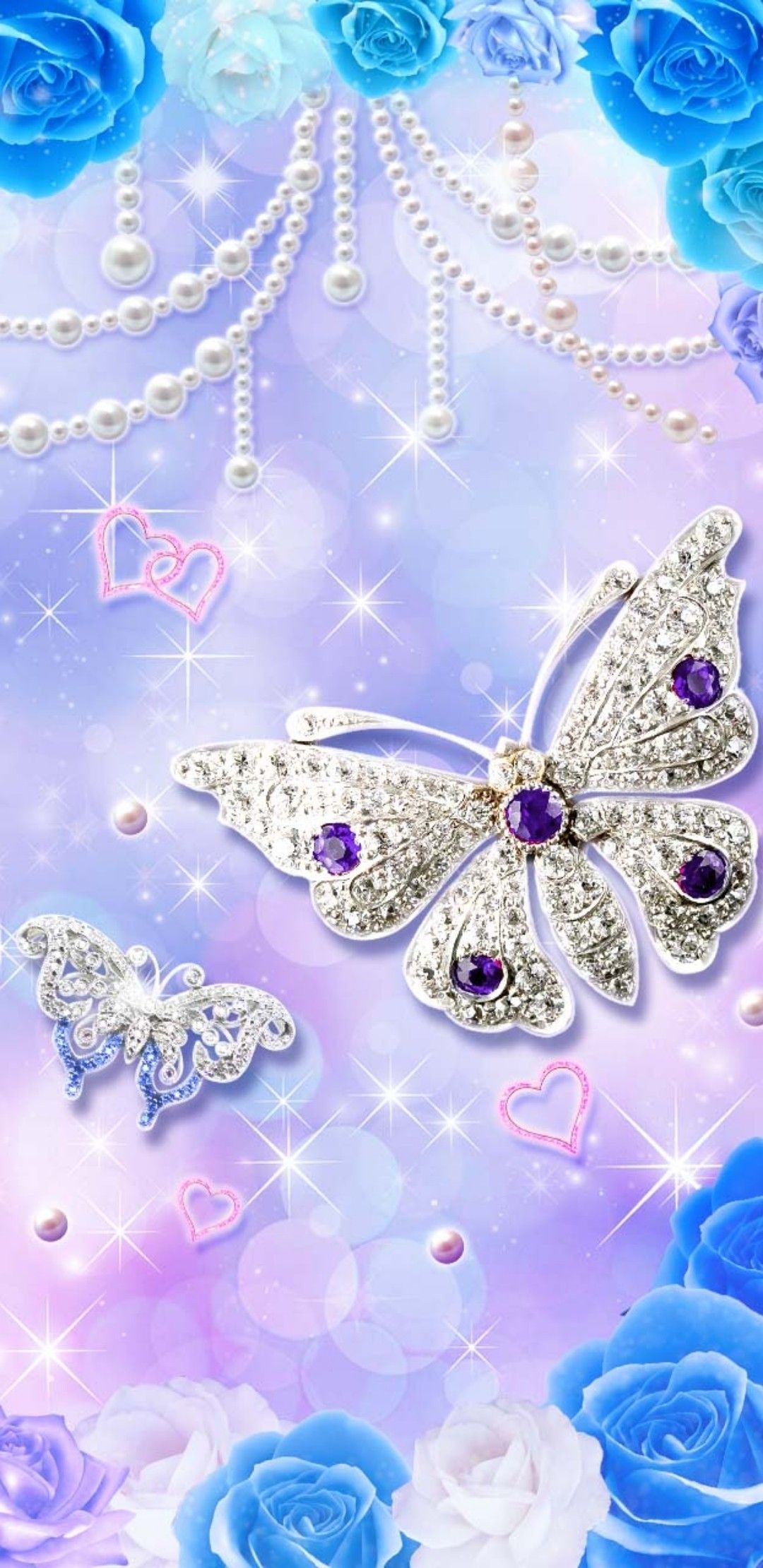 Crystal Blue Glitter Butterfly Wallpapers