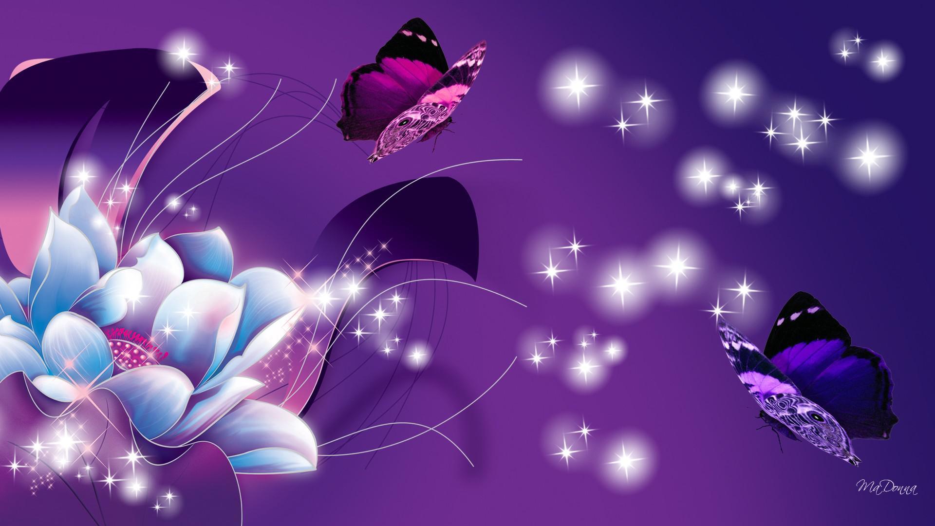 Crystal Blue Glitter Butterfly Wallpapers