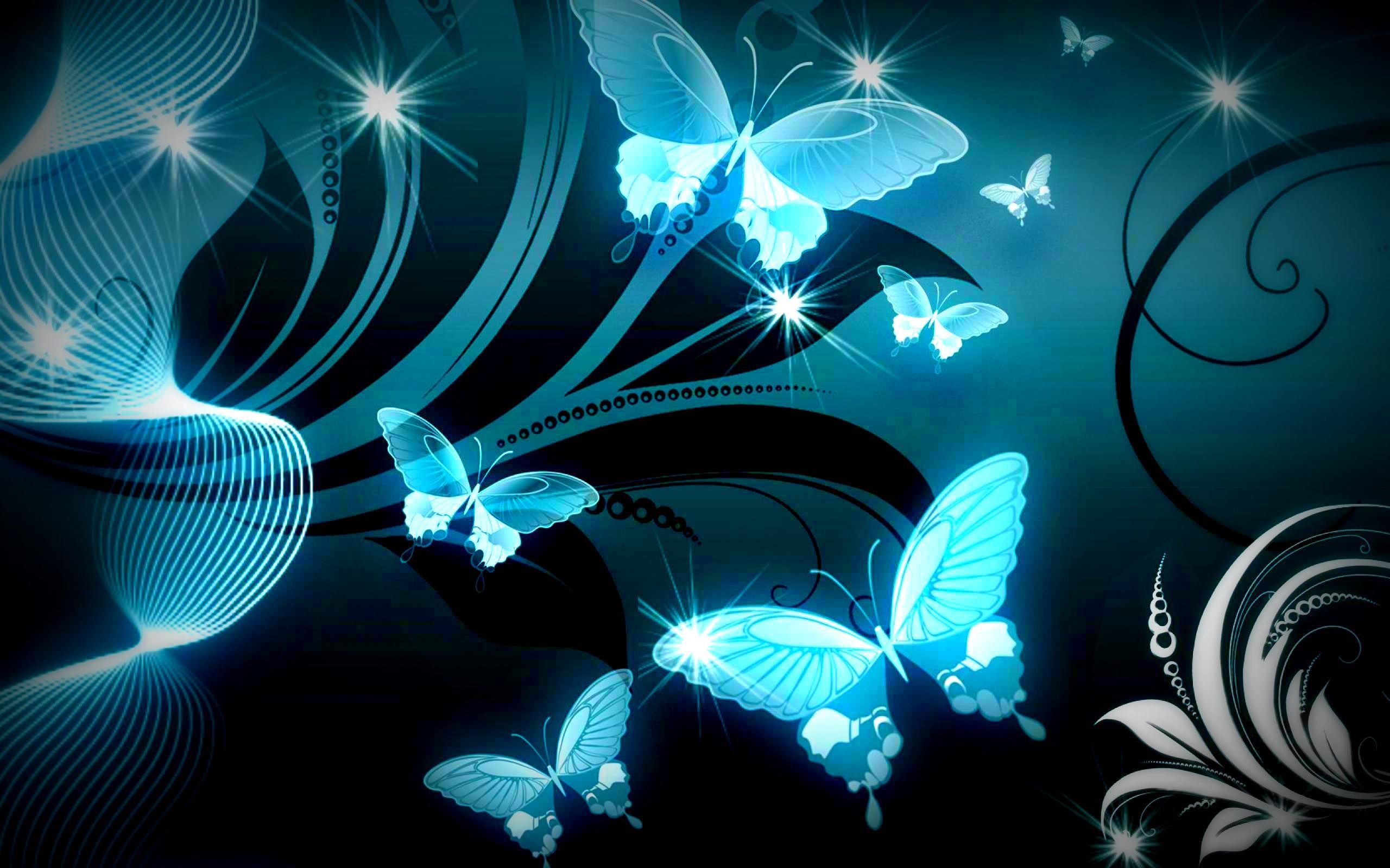 Crystal Blue Glitter Butterfly Wallpapers